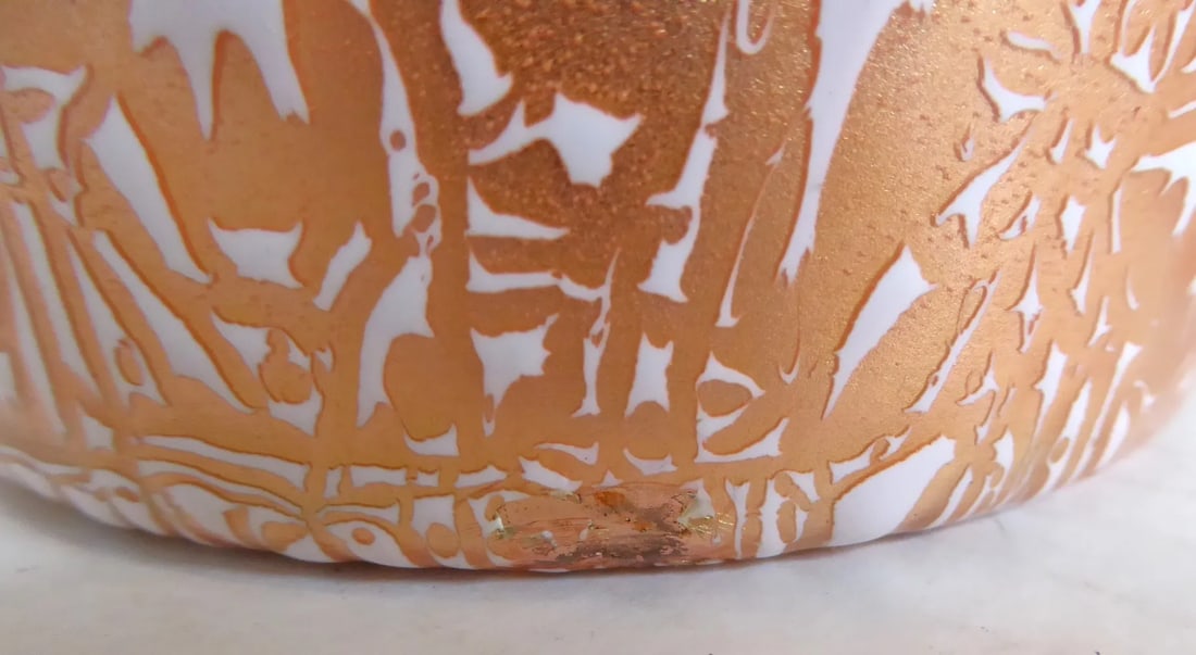 Mid Century Modern Copper Metal Enamel Large Vessel With Abstract Design by Harold Tishler 1950s - 8
