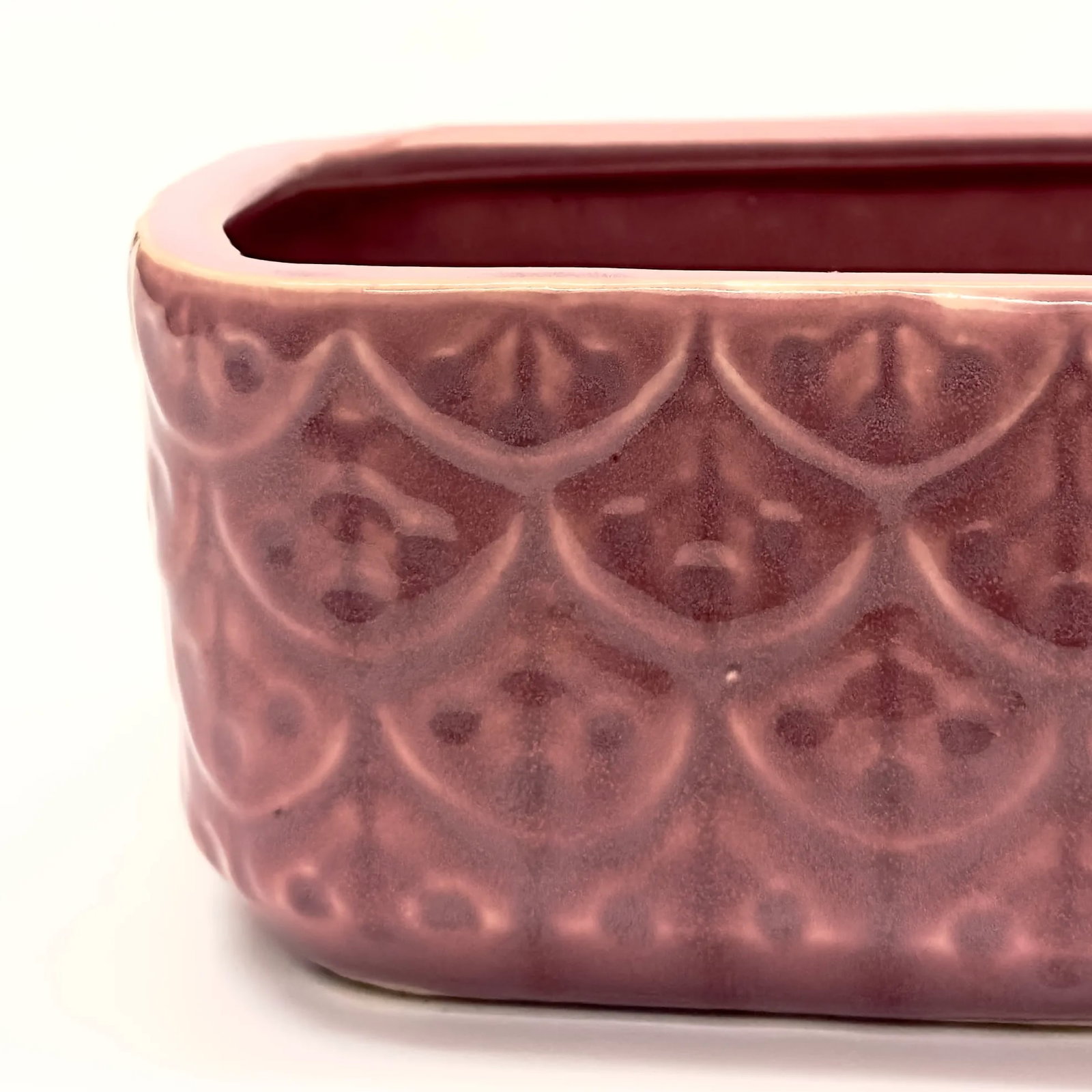 Vintage Rectangular Raspberry Pink Planter Curation - Group of 2 - 11