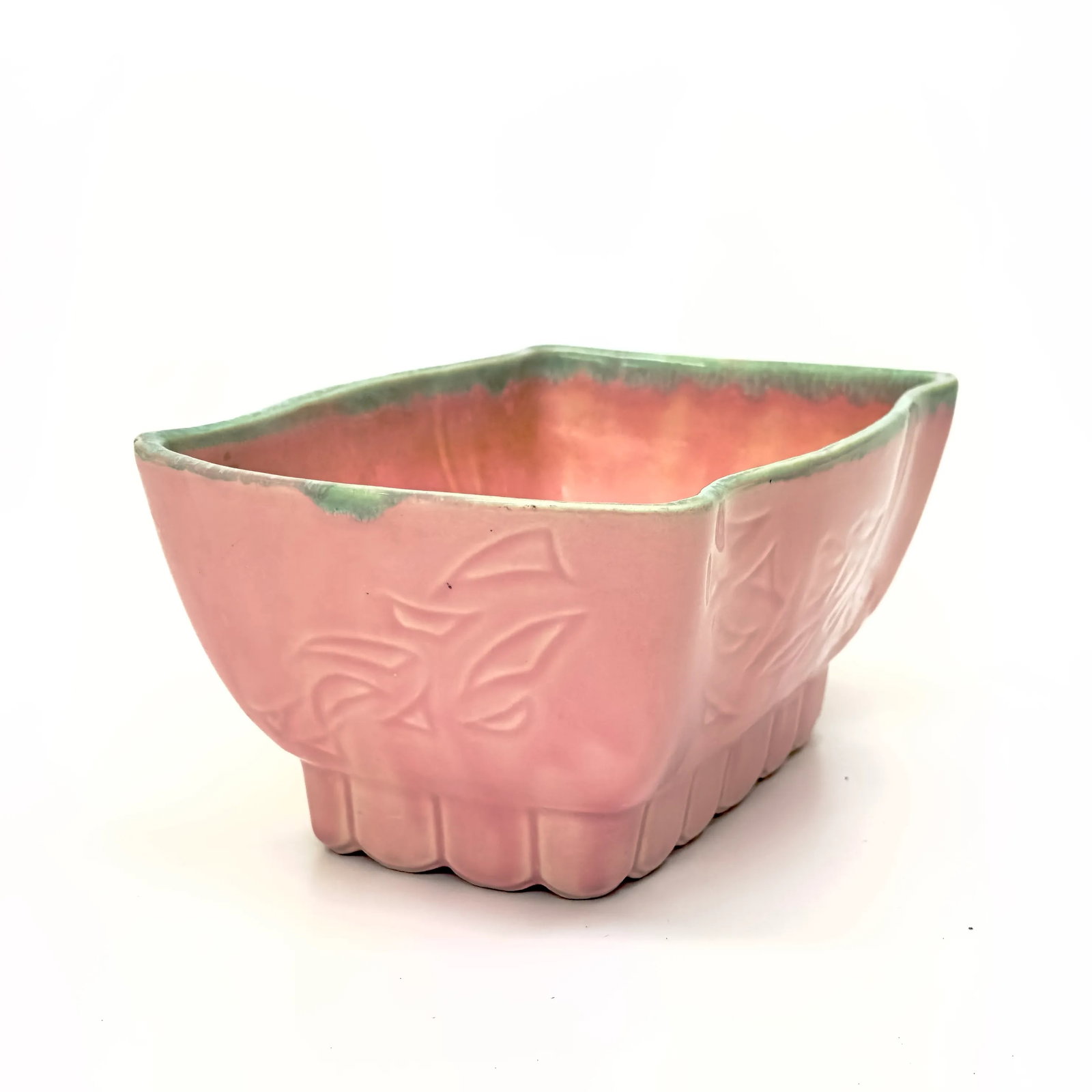 Vintage Rectangular Raspberry Pink Planter Curation - Group of 2 - 5