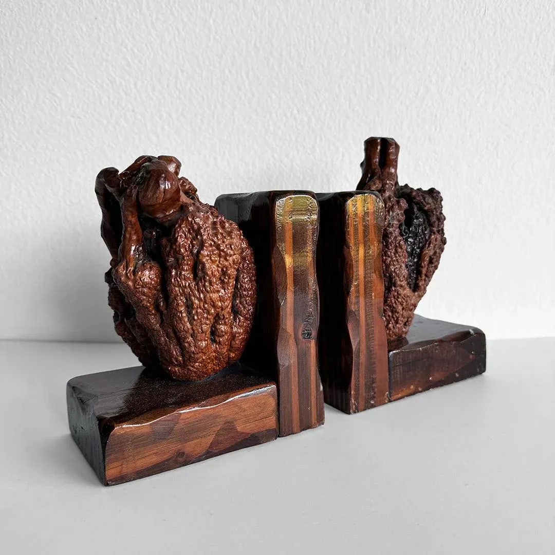 Vintage Burlwood Bookends - a Pair - 4