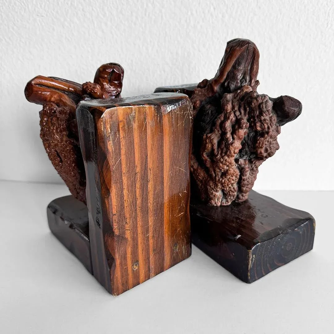 Vintage Burlwood Bookends - a Pair - 7