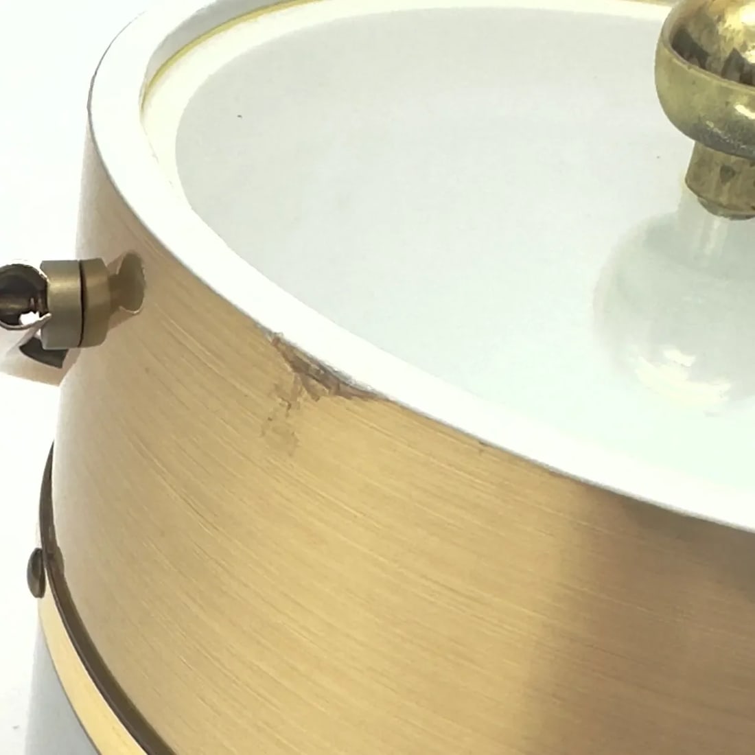 Faux Brushed Brass and Steel Wrapped Acrylic Ice Bucket With Lid - 9