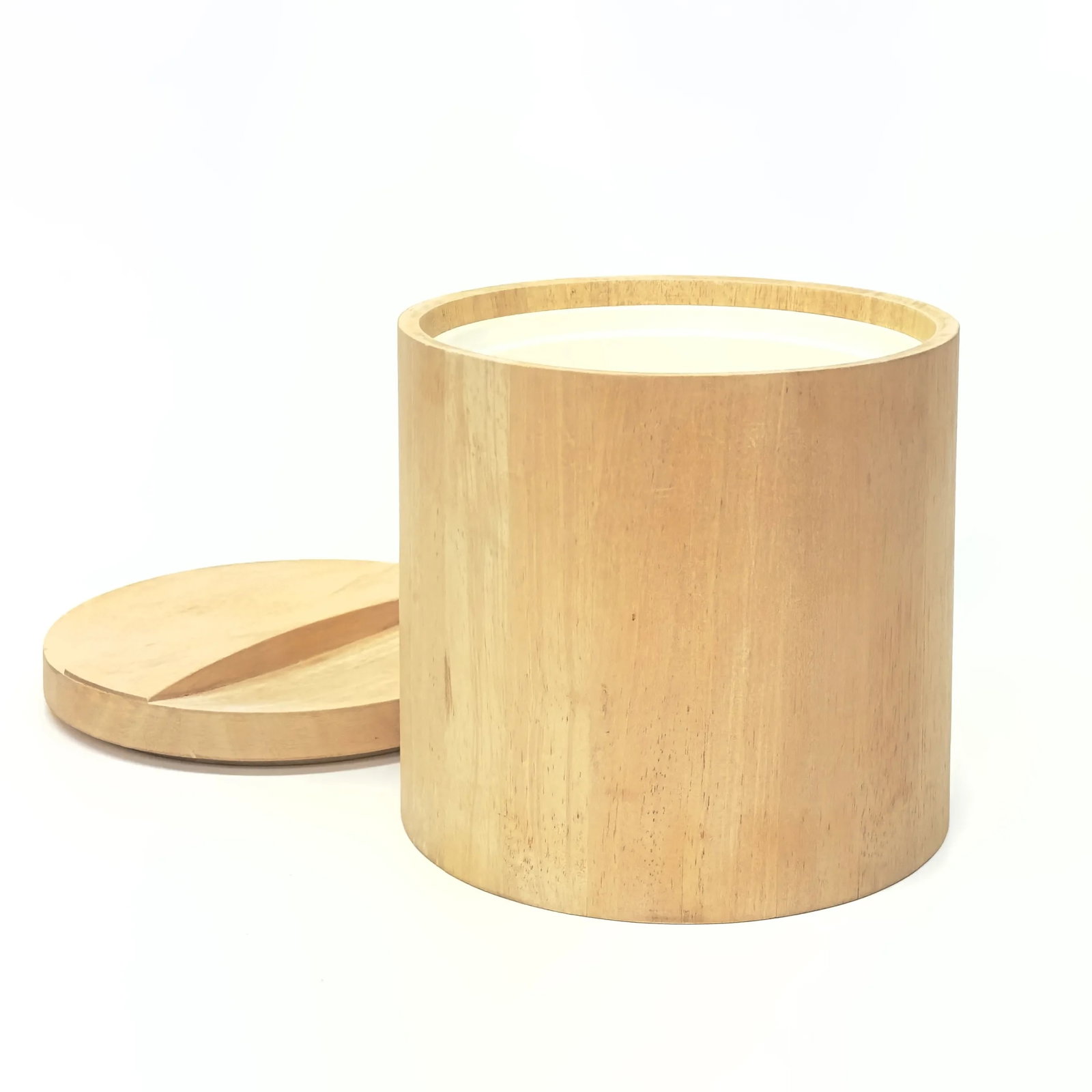 Minimalist Cylindrical Blond Wood Ice Bucket Attributed to Georges Briard - 4
