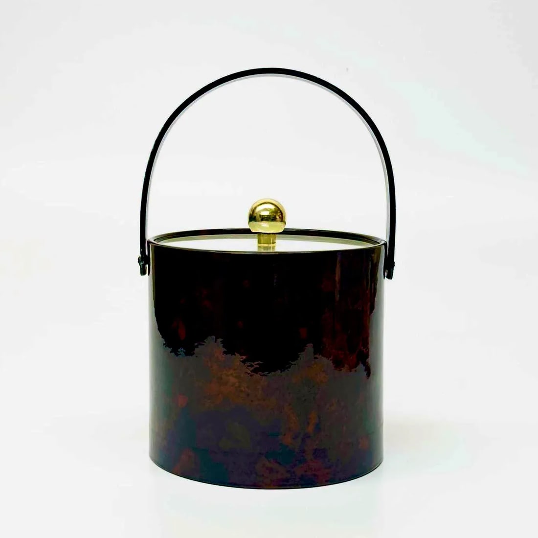 Rich Oxblood Faux Leather Acrylic Ice Bucket - 2