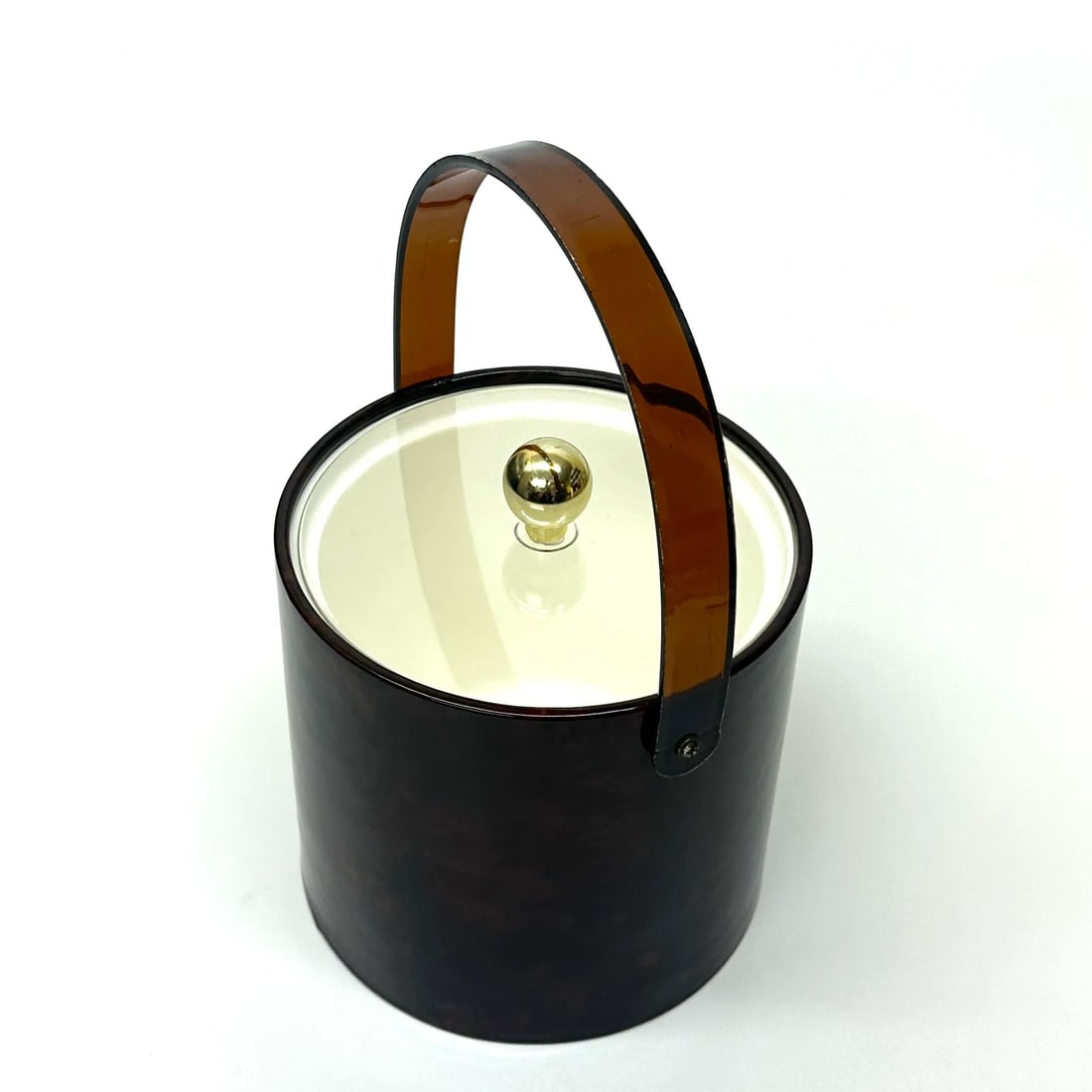 Rich Oxblood Faux Leather Acrylic Ice Bucket - 3