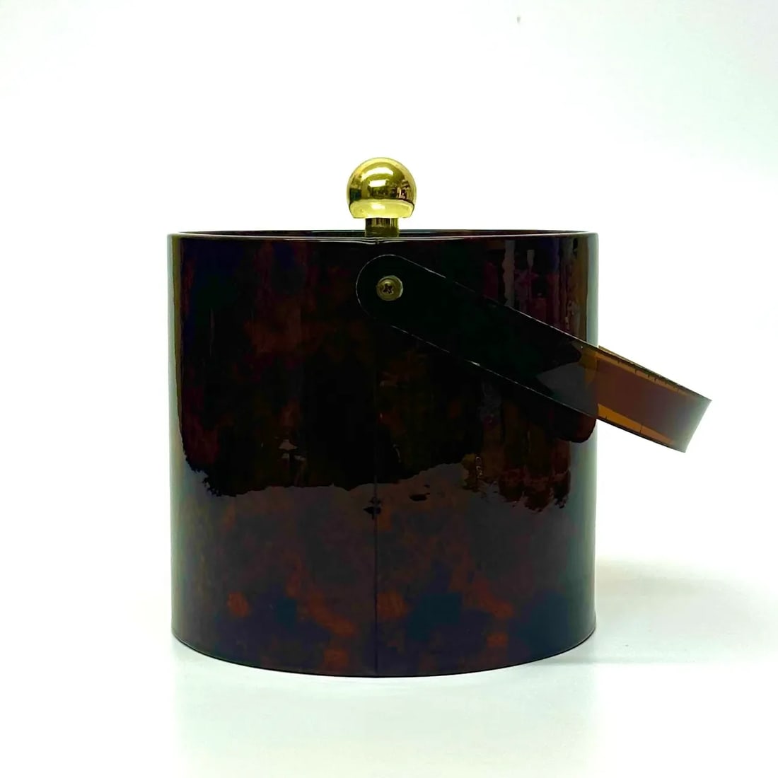 Rich Oxblood Faux Leather Acrylic Ice Bucket - 4