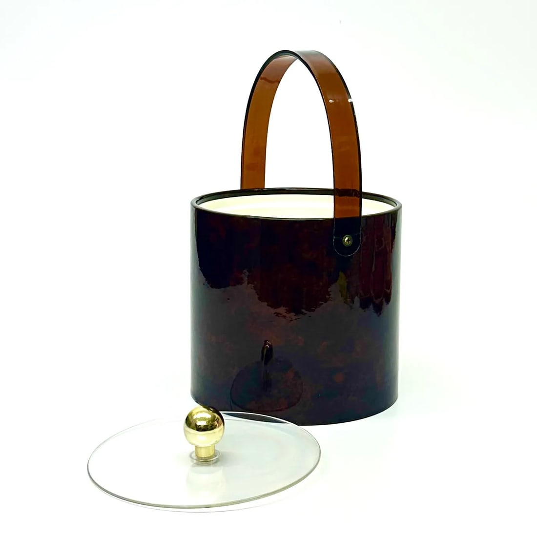 Rich Oxblood Faux Leather Acrylic Ice Bucket - 5