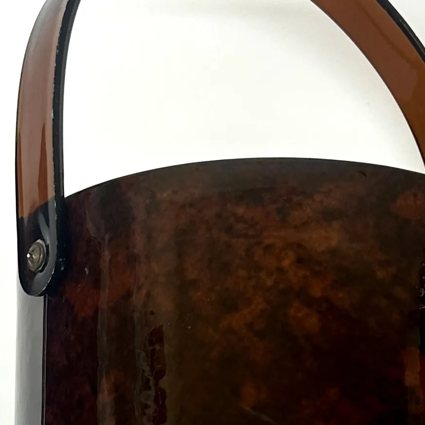 Rich Oxblood Faux Leather Acrylic Ice Bucket - 7