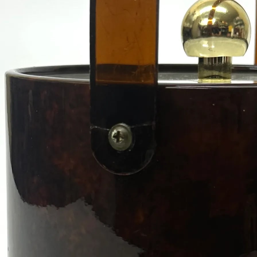 Rich Oxblood Faux Leather Acrylic Ice Bucket - 8