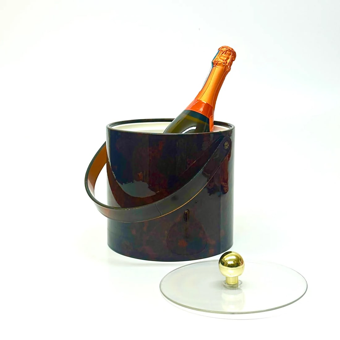 Rich Oxblood Faux Leather Acrylic Ice Bucket - 9