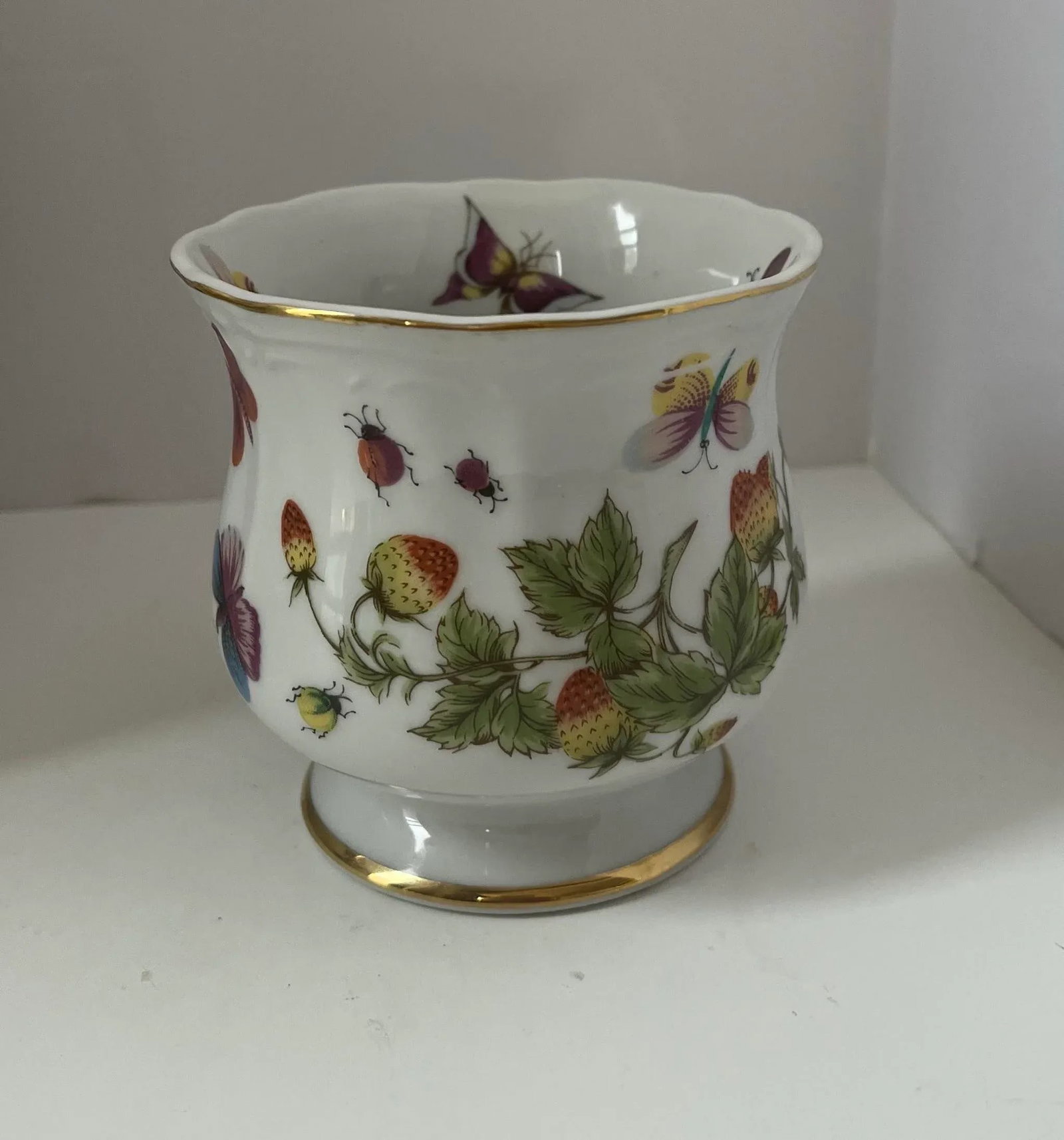 Set of Three Vintage Lenwile Ardalt China Springtime Butterfly Pattern Base Cachepot Base Planter - 7