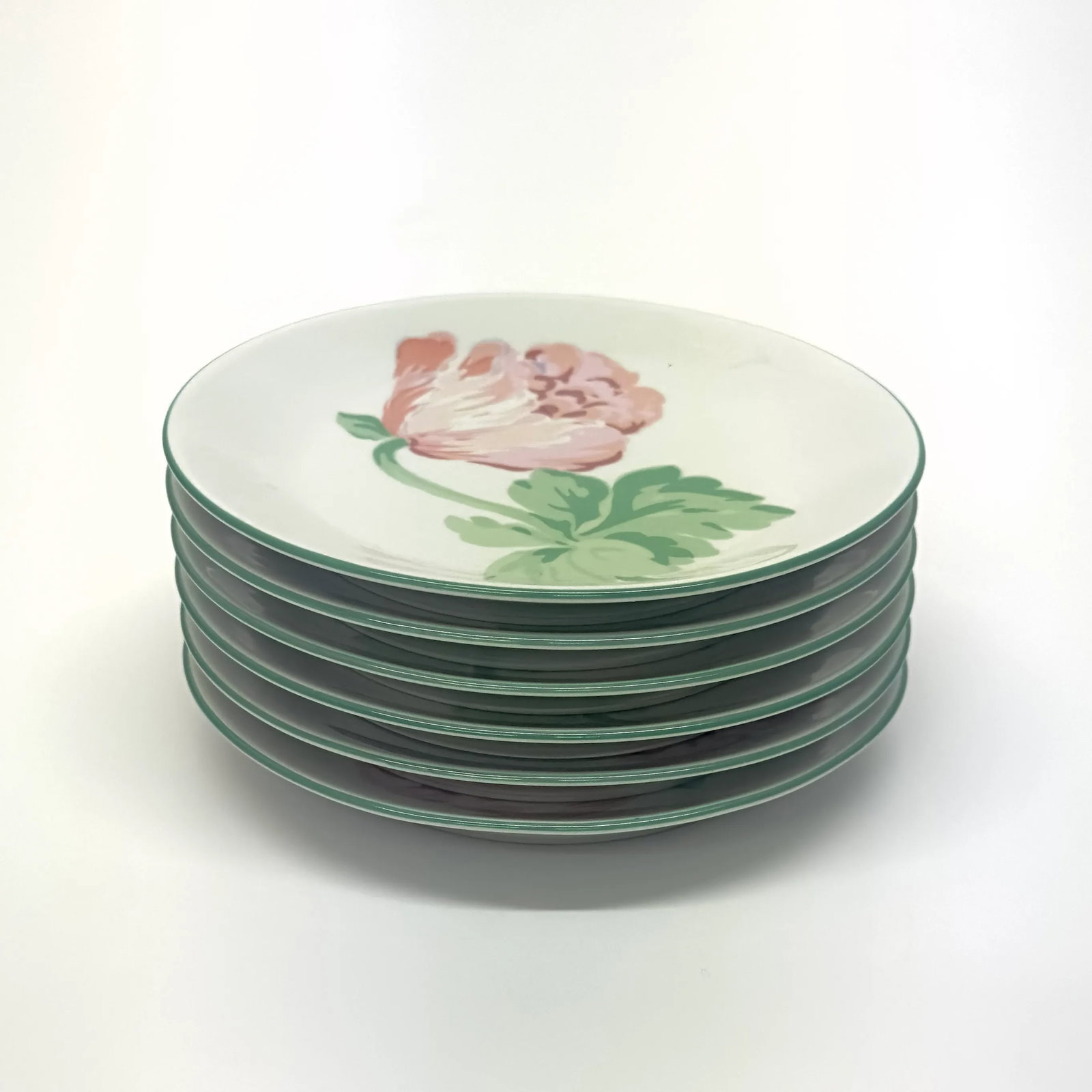 Pink & Green Primrose Side Plates by Impressions De Paris - Set of 6 - 2