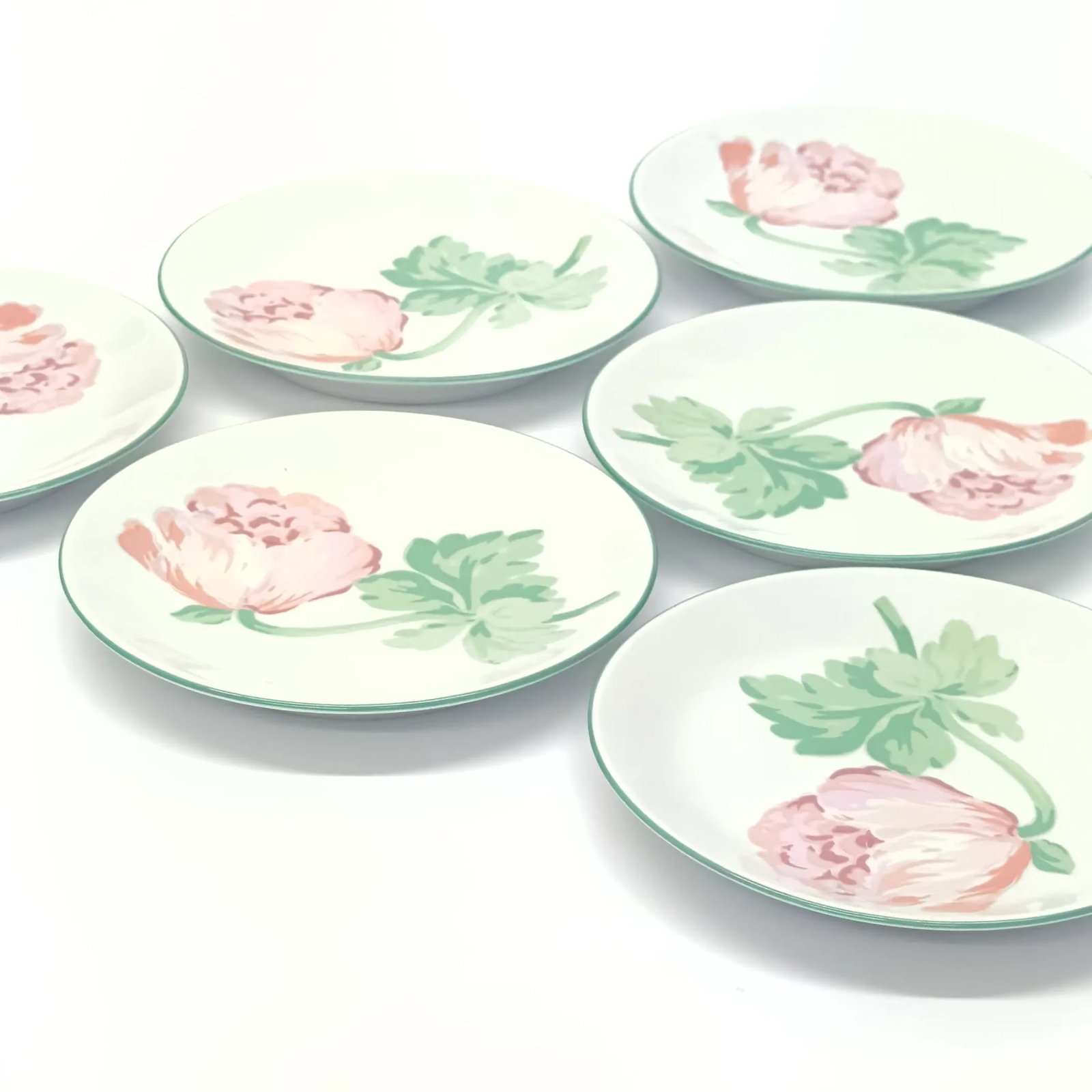 Pink & Green Primrose Side Plates by Impressions De Paris - Set of 6 - 4