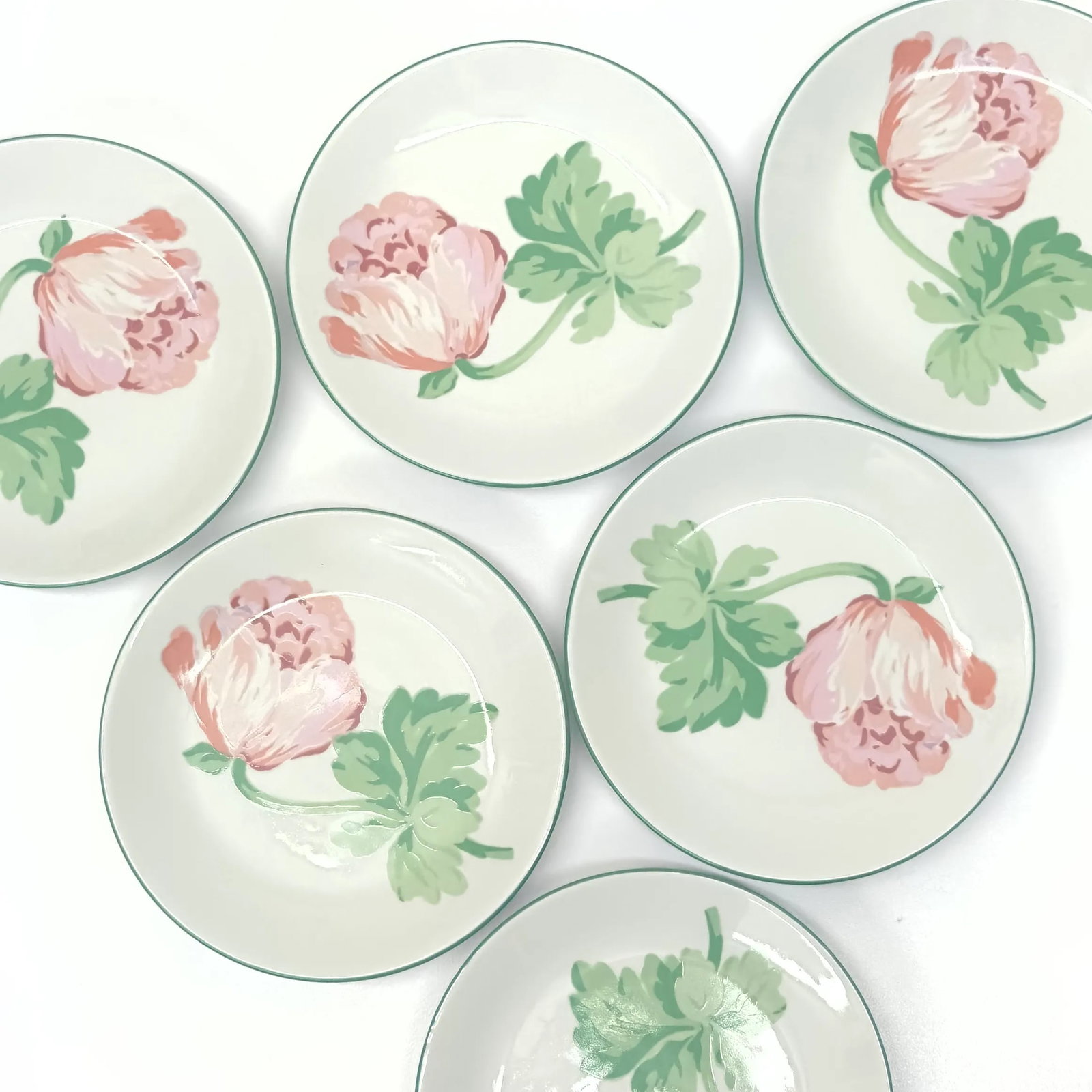 Pink & Green Primrose Side Plates by Impressions De Paris - Set of 6 - 5
