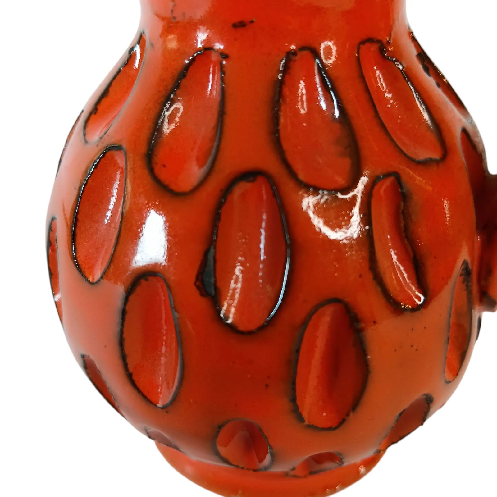 Mid-Century Modern Orange & Black Sgraffito Pitcher, Made in Italy - 10