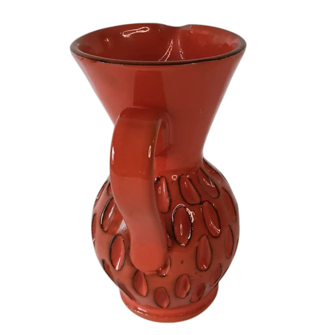 Mid-Century Modern Orange & Black Sgraffito Pitcher, Made in Italy - 4