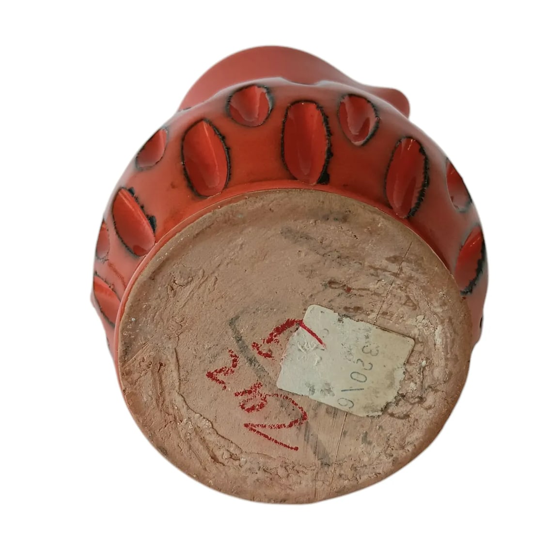 Mid-Century Modern Orange & Black Sgraffito Pitcher, Made in Italy - 5