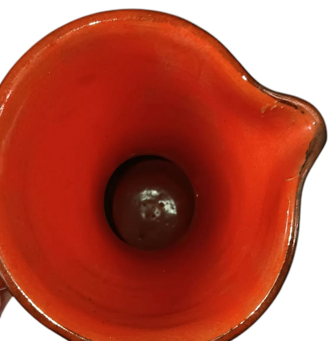 Mid-Century Modern Orange & Black Sgraffito Pitcher, Made in Italy - 6