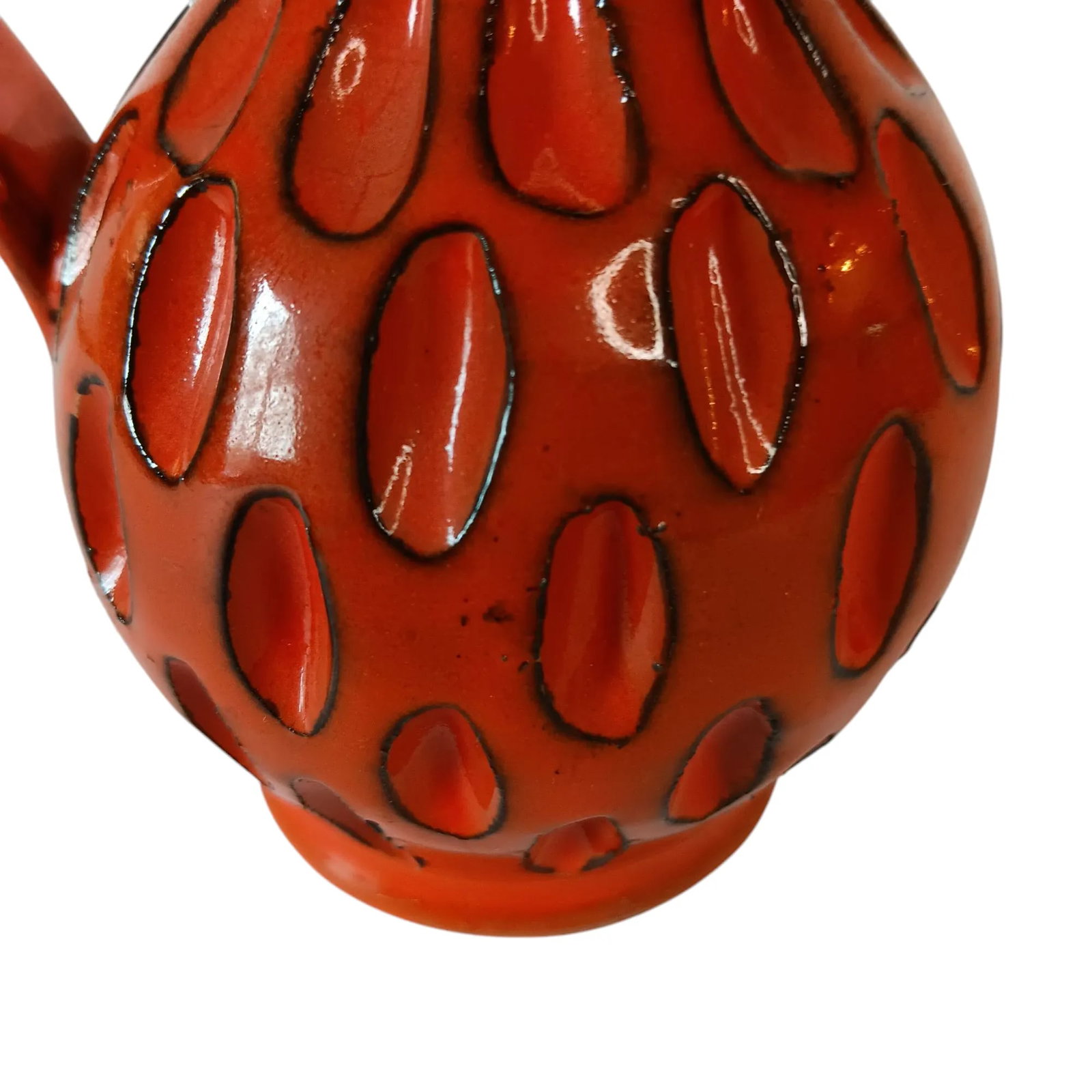 Mid-Century Modern Orange & Black Sgraffito Pitcher, Made in Italy - 8