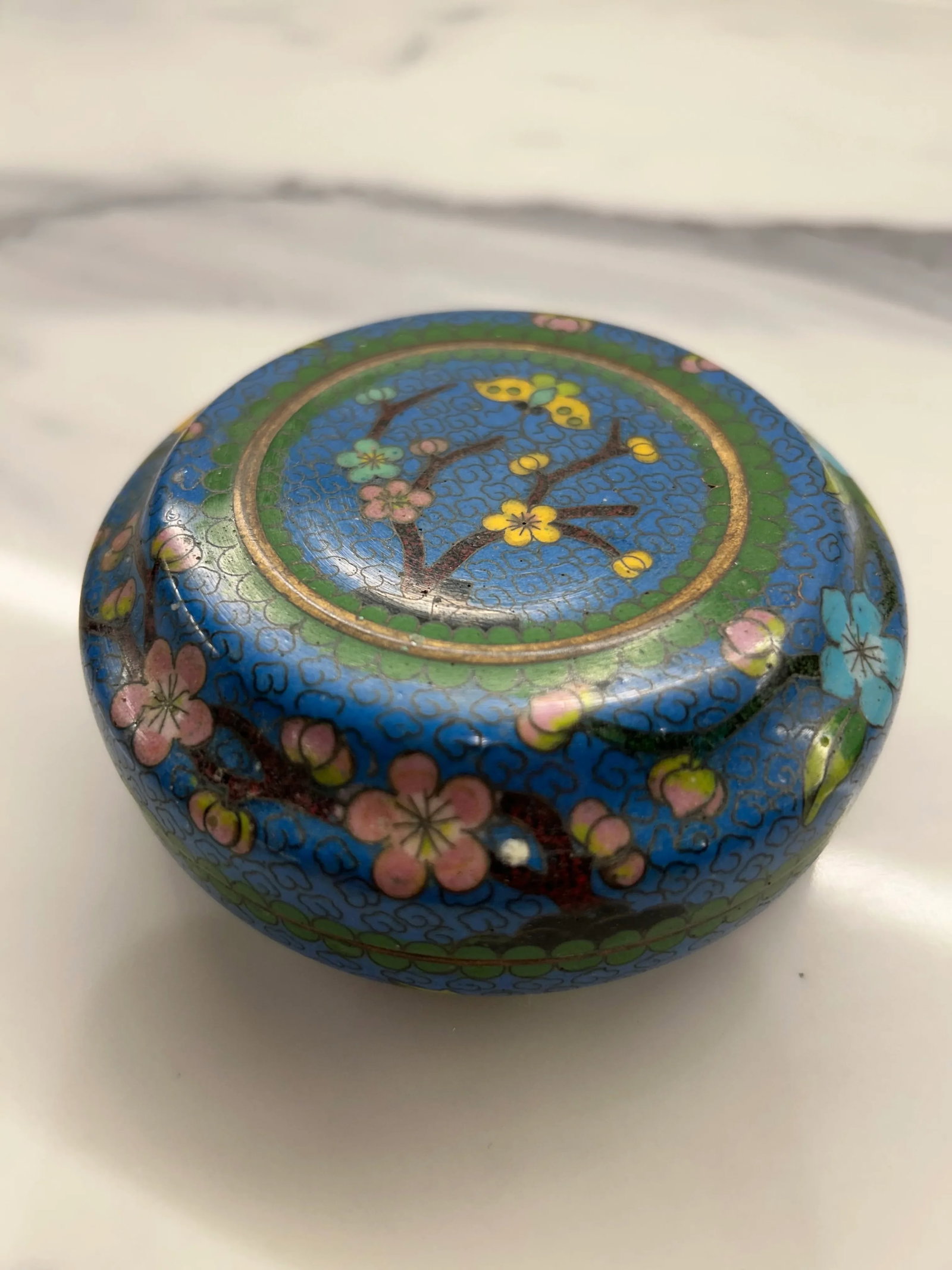 1950s Small Blue Cloisonne Reversible Jewel Box - 6