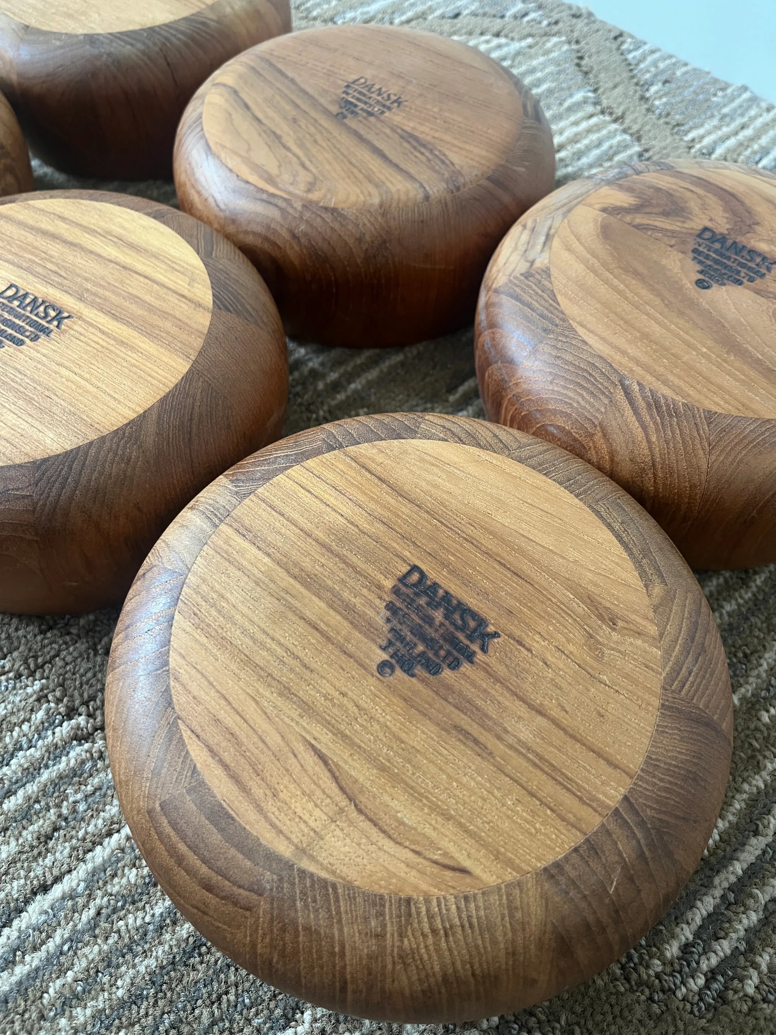 Vintage Dansk Staved Teak Serving Bowls by Jens Quistgaard Jhq Thailand- 6 Pieces - 4