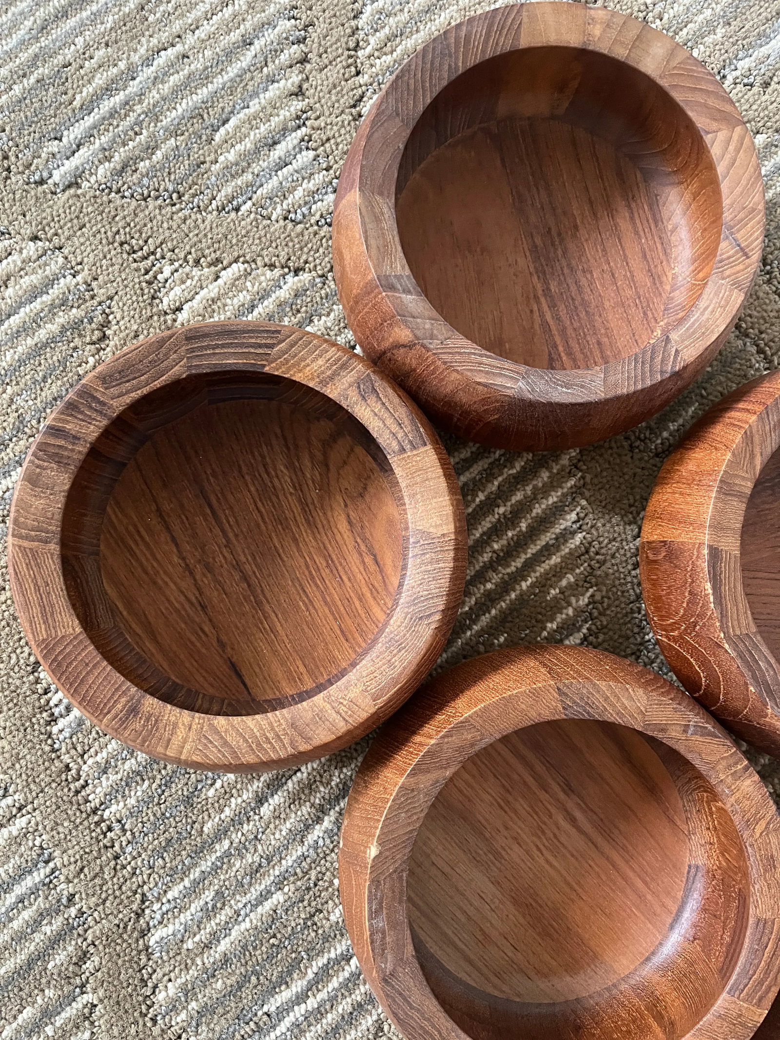 Vintage Dansk Staved Teak Serving Bowls by Jens Quistgaard Jhq Thailand- 6 Pieces - 5