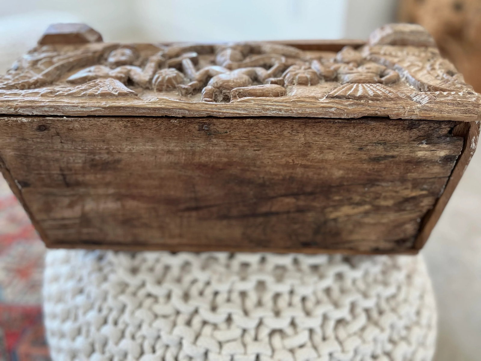 Vintage Handcrafted Carved Hindu Vibhuti Box - 11