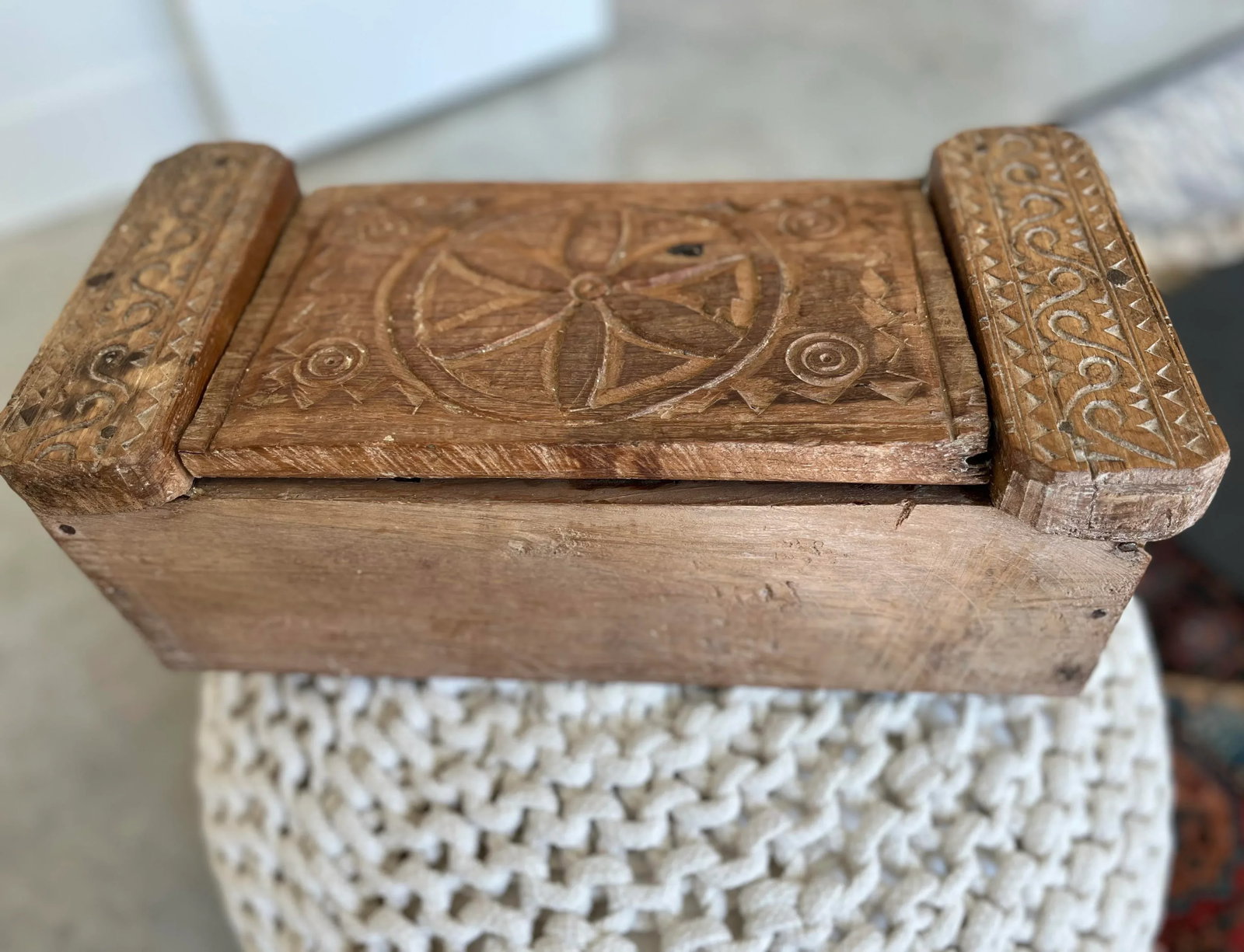 Vintage Handcrafted Carved Hindu Vibhuti Box - 12