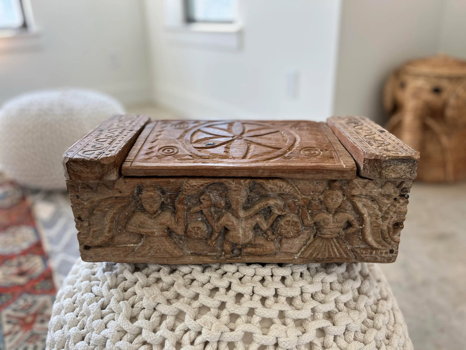 Vintage Handcrafted Carved Hindu Vibhuti Box - 2