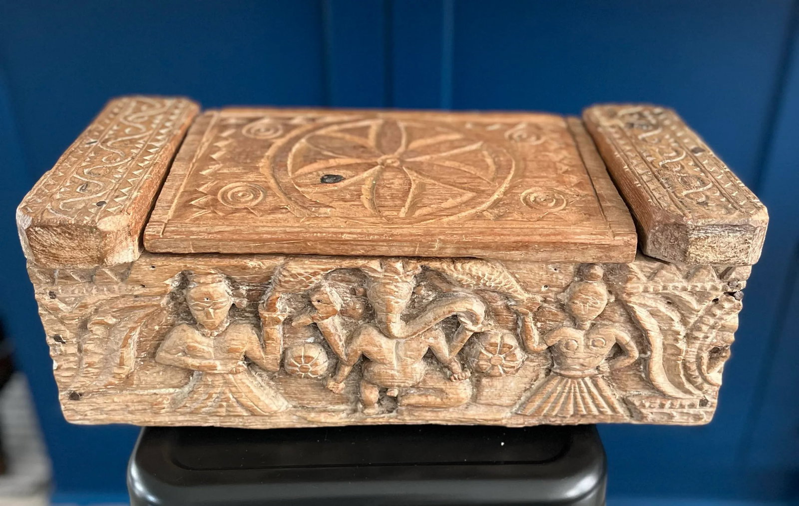 Vintage Handcrafted Carved Hindu Vibhuti Box - 4