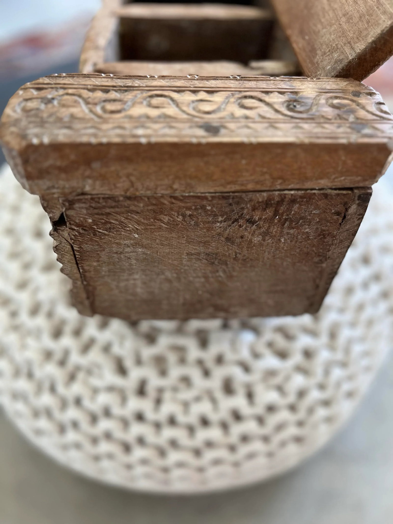 Vintage Handcrafted Carved Hindu Vibhuti Box - 8