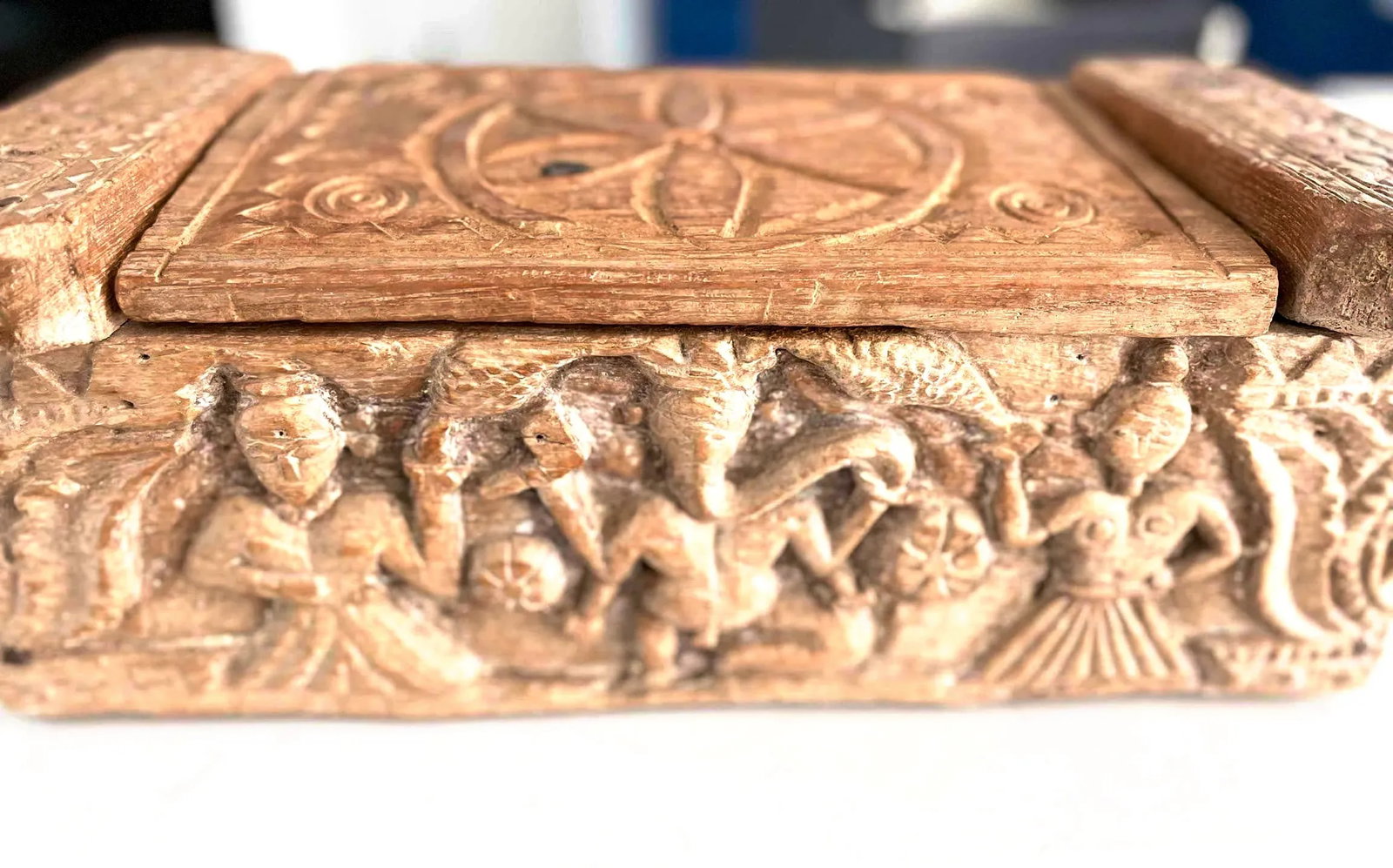 Vintage Handcrafted Carved Hindu Vibhuti Box - 9