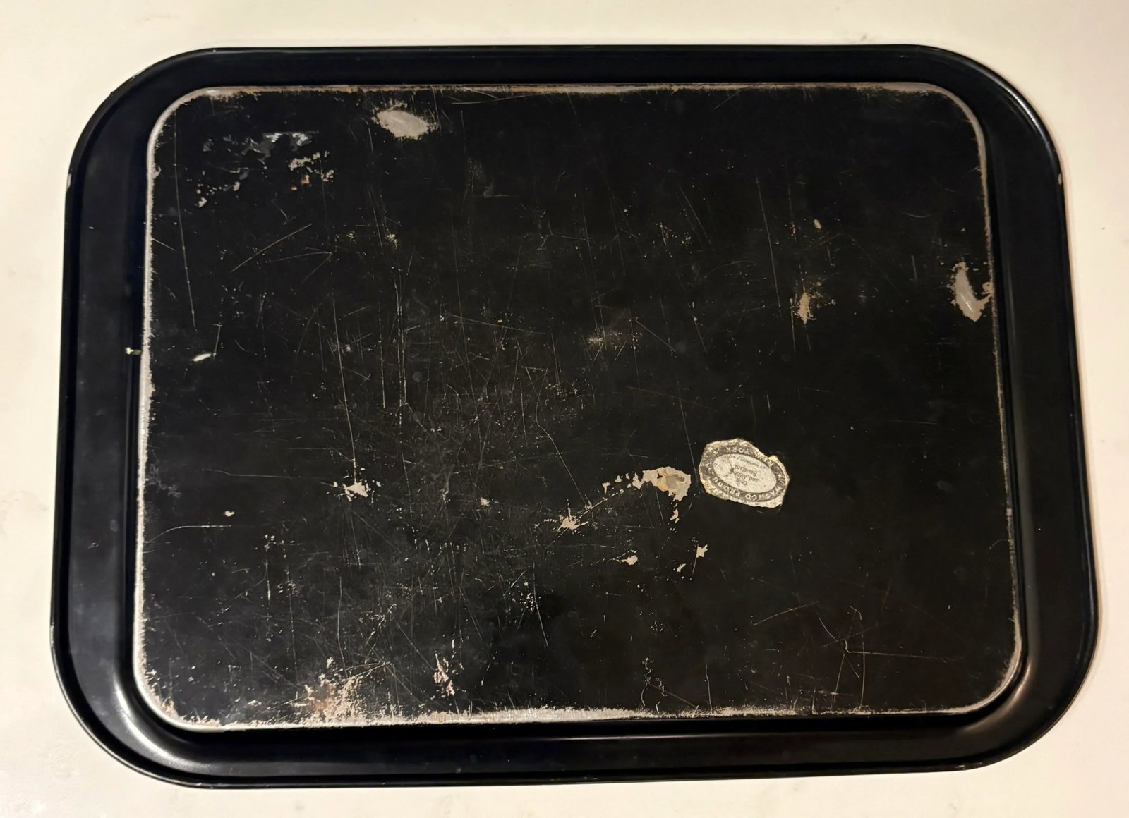 Hand Painted Horse Drawn Carriage Black Metal Tray by Clement - 4