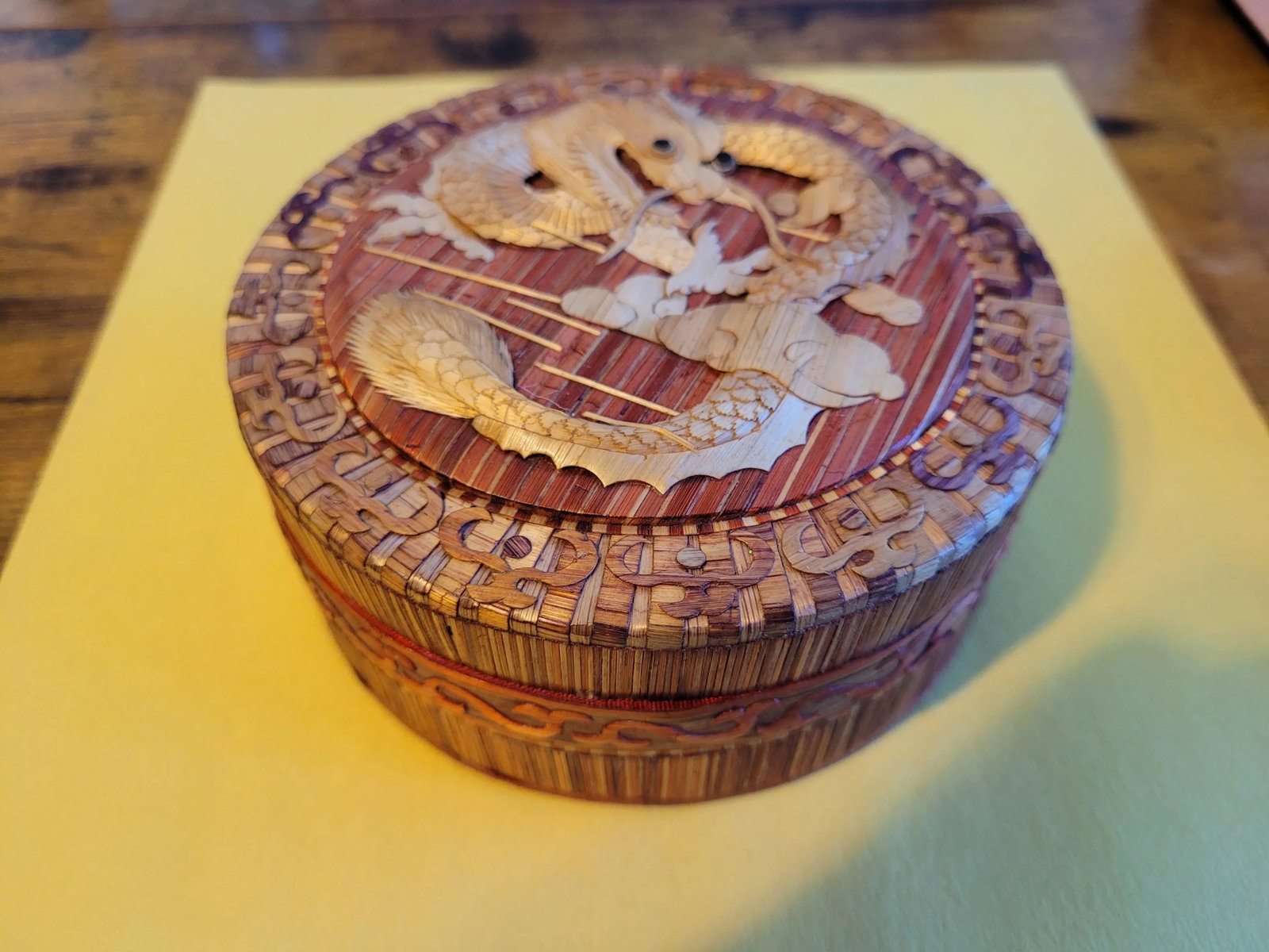 Late 20th Century Bamboo Dragon Trinket Box - 2