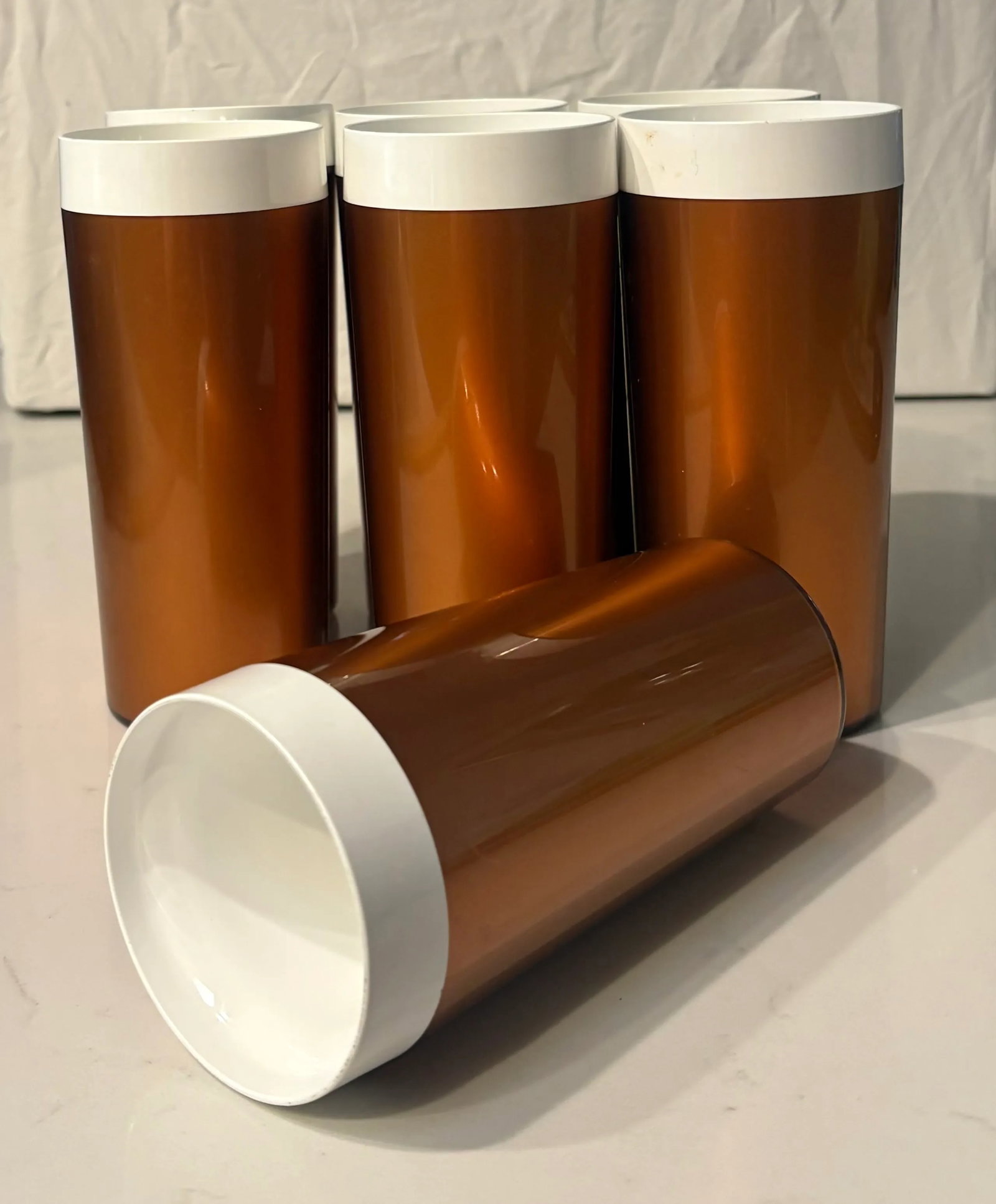 1960's Mid Century Modern Tall Insulated Copper Tumblers - Set of 7 - 3