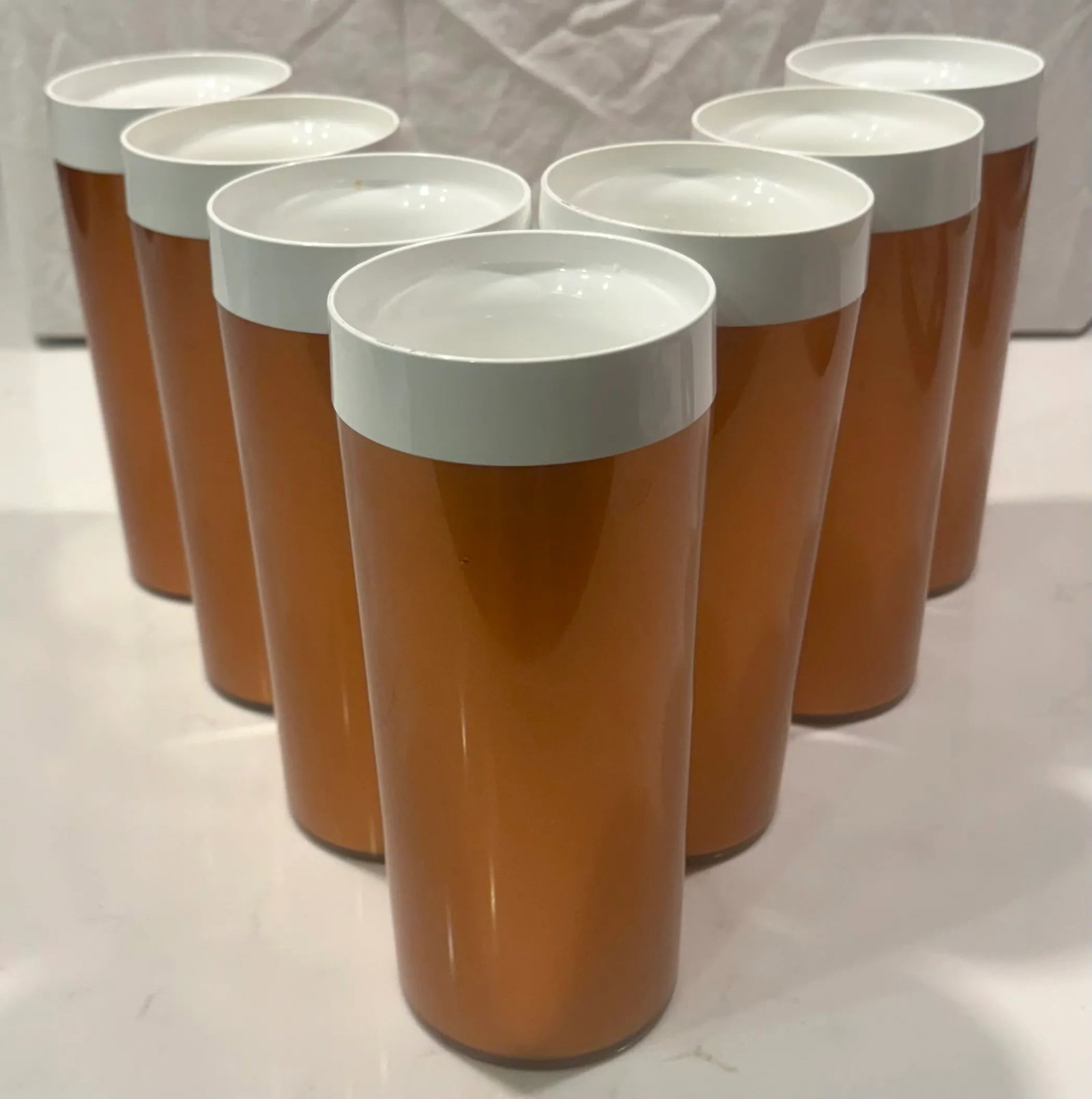 1960's Mid Century Modern Tall Insulated Copper Tumblers - Set of 7 - 4