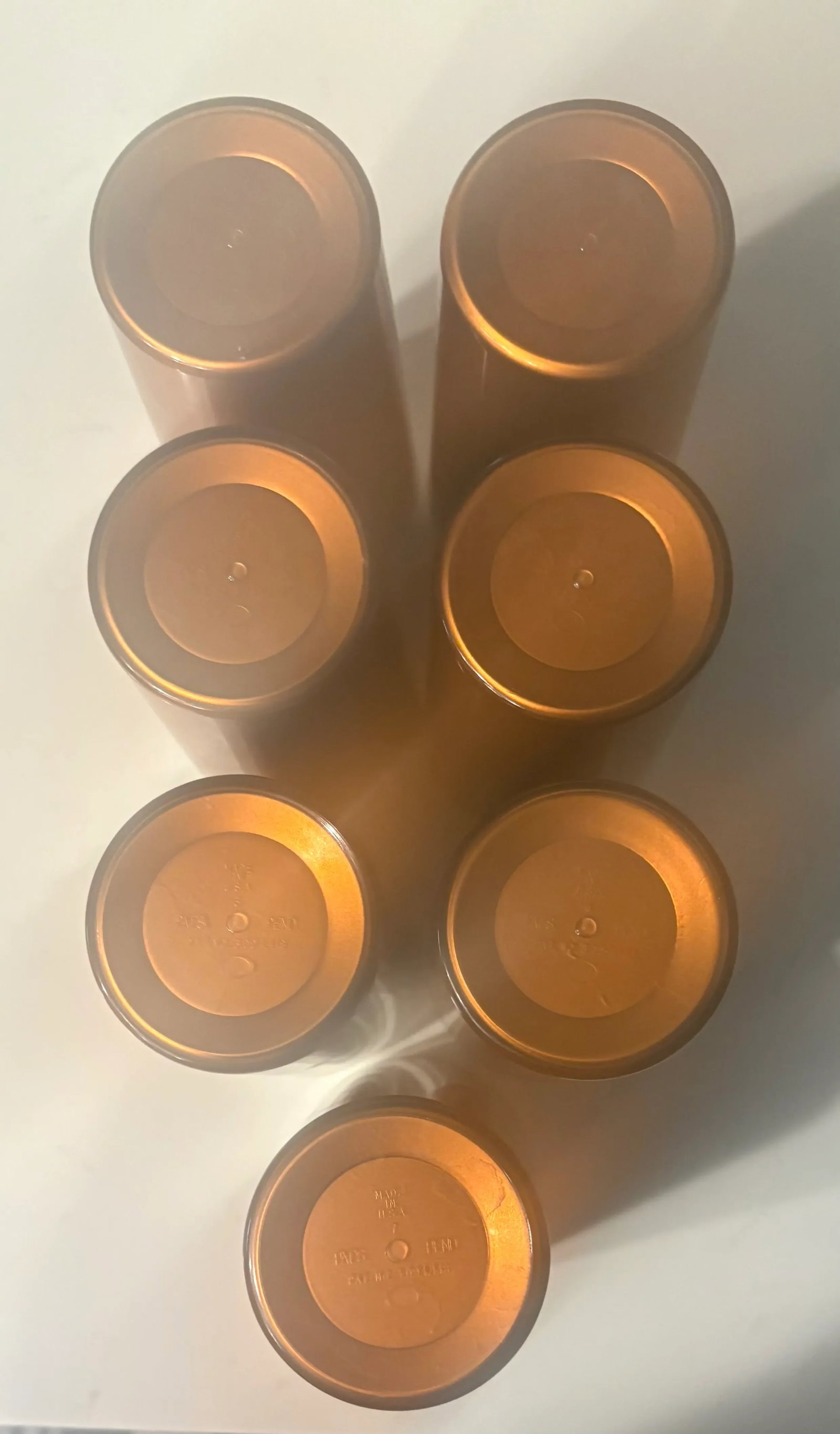 1960's Mid Century Modern Tall Insulated Copper Tumblers - Set of 7 - 6