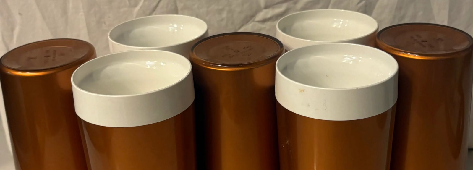 1960's Mid Century Modern Tall Insulated Copper Tumblers - Set of 7 - 8