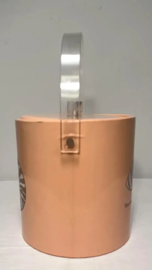 1980's Georges Briard Style Peach Vinyl and Lucite Nautilus Sea Shell Ice Bucket by Specialities Unl - 7