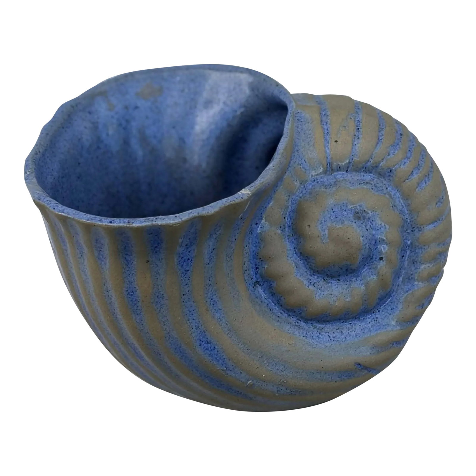 Seaside Chic Blue Glazed Pottery Nautilus Shell Planter: It's a shell (planter) game! You will have no problem coming up with ideas of where to use this studio pottery blue glazed Nautilus shell shaped planter in your home or garden! It's a work of art all 