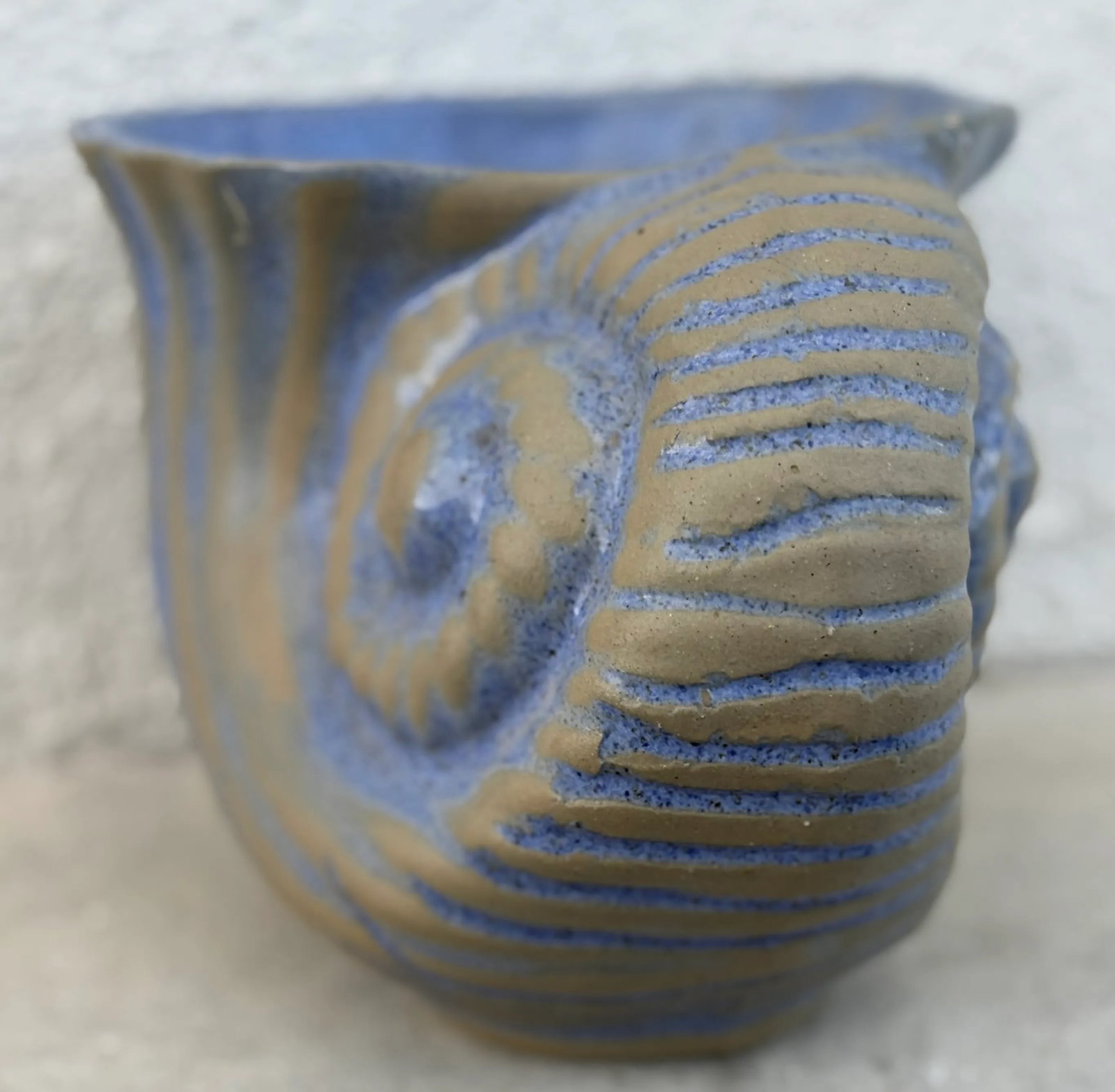 Seaside Chic Blue Glazed Pottery Nautilus Shell Planter - 5