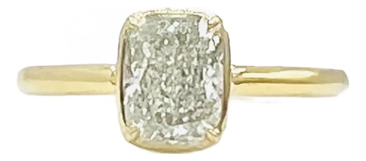 Gia White Diamond Cushion 1.50 Carat Solitaire Ring in 18k Yellow Gold, Size 6.5: Beautiful 1.50 ct. J SI1 white diamond cushion. Handmade in 18k yellow gold bezel. Ring size 6.5. Includes a GIA certificate. Condition: Imperfections: No Imperfections Origin: United States Material