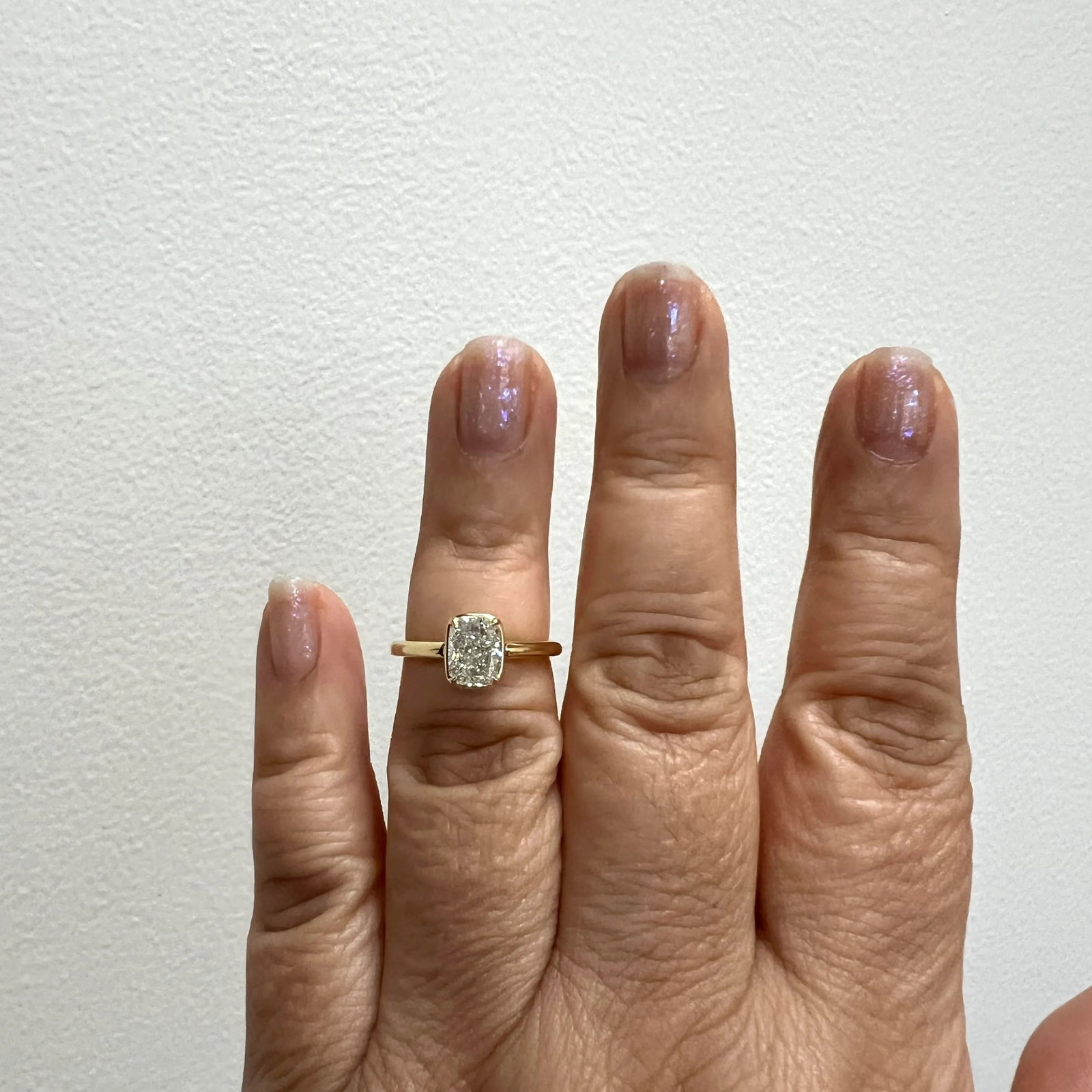 Gia White Diamond Cushion 1.50 Carat Solitaire Ring in 18k Yellow Gold, Size 6.5 - 2