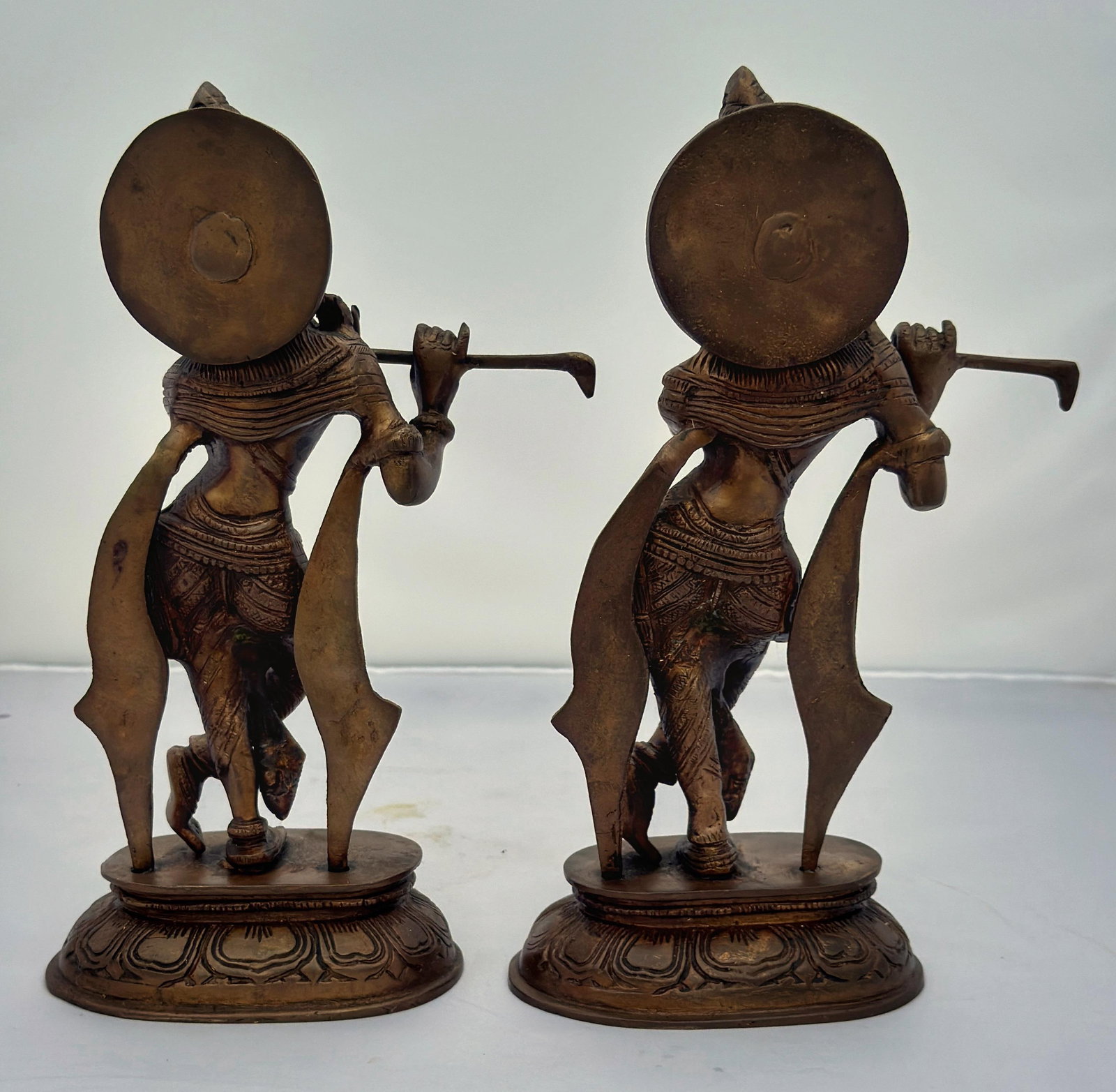 Pair of Vintage Brass Standing Figures of a Krishna, India - 2