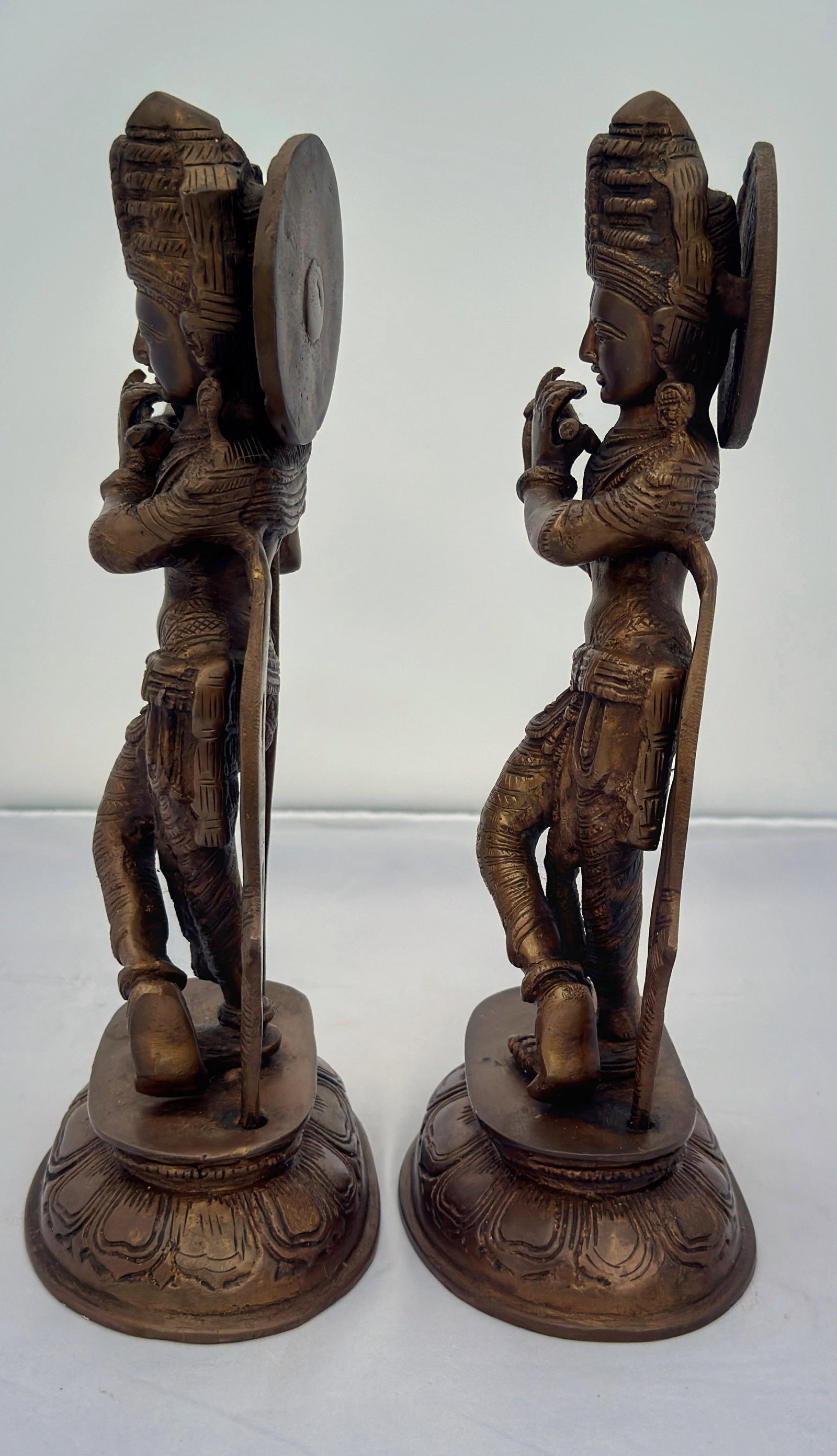 Pair of Vintage Brass Standing Figures of a Krishna, India - 5