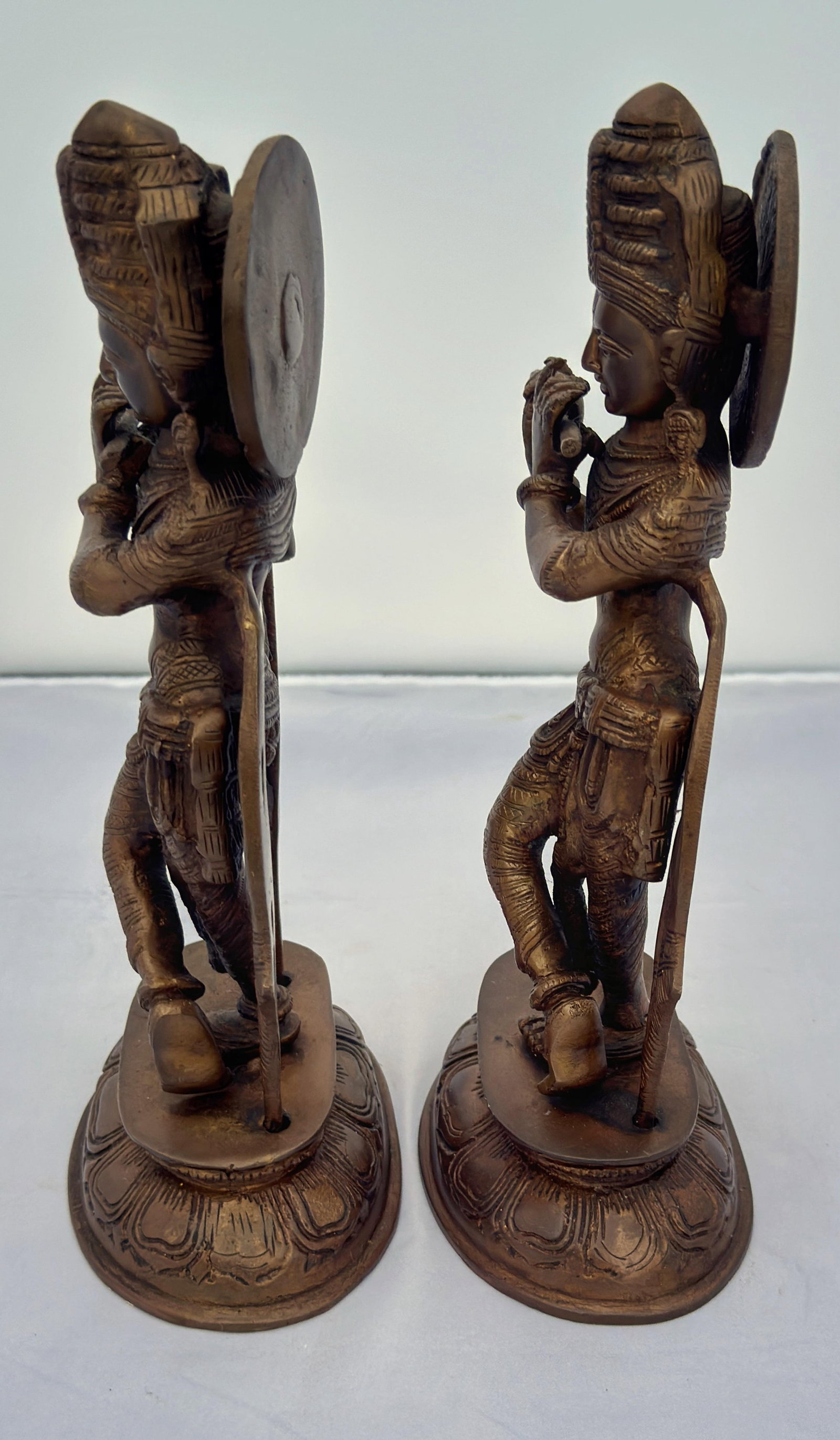 Pair of Vintage Brass Standing Figures of a Krishna, India - 7