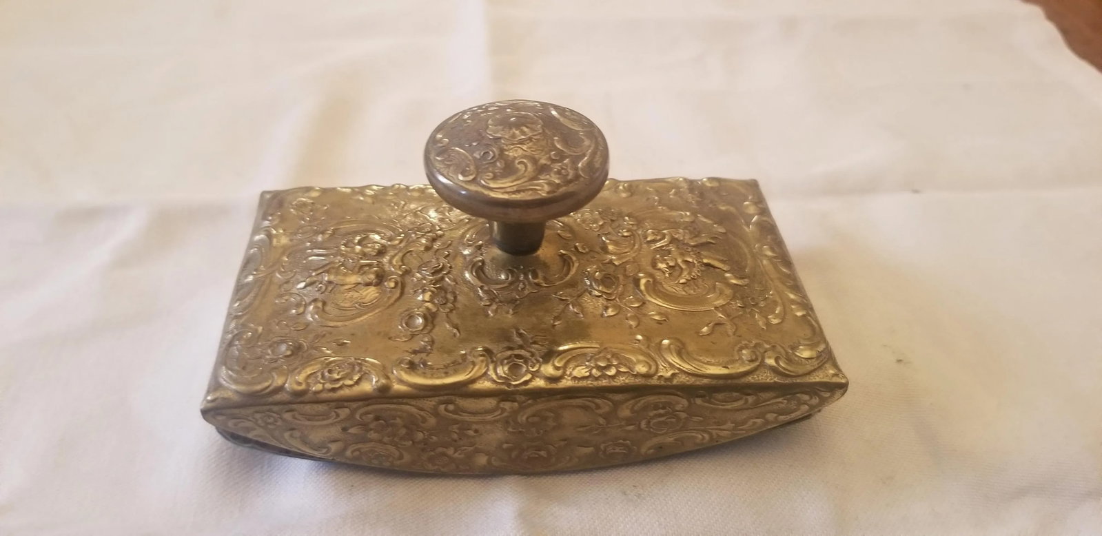 Antique Victorian Brass Inkwell Set of 3 Pieces - 2