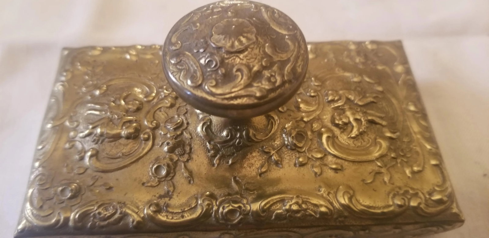 Antique Victorian Brass Inkwell Set of 3 Pieces - 5