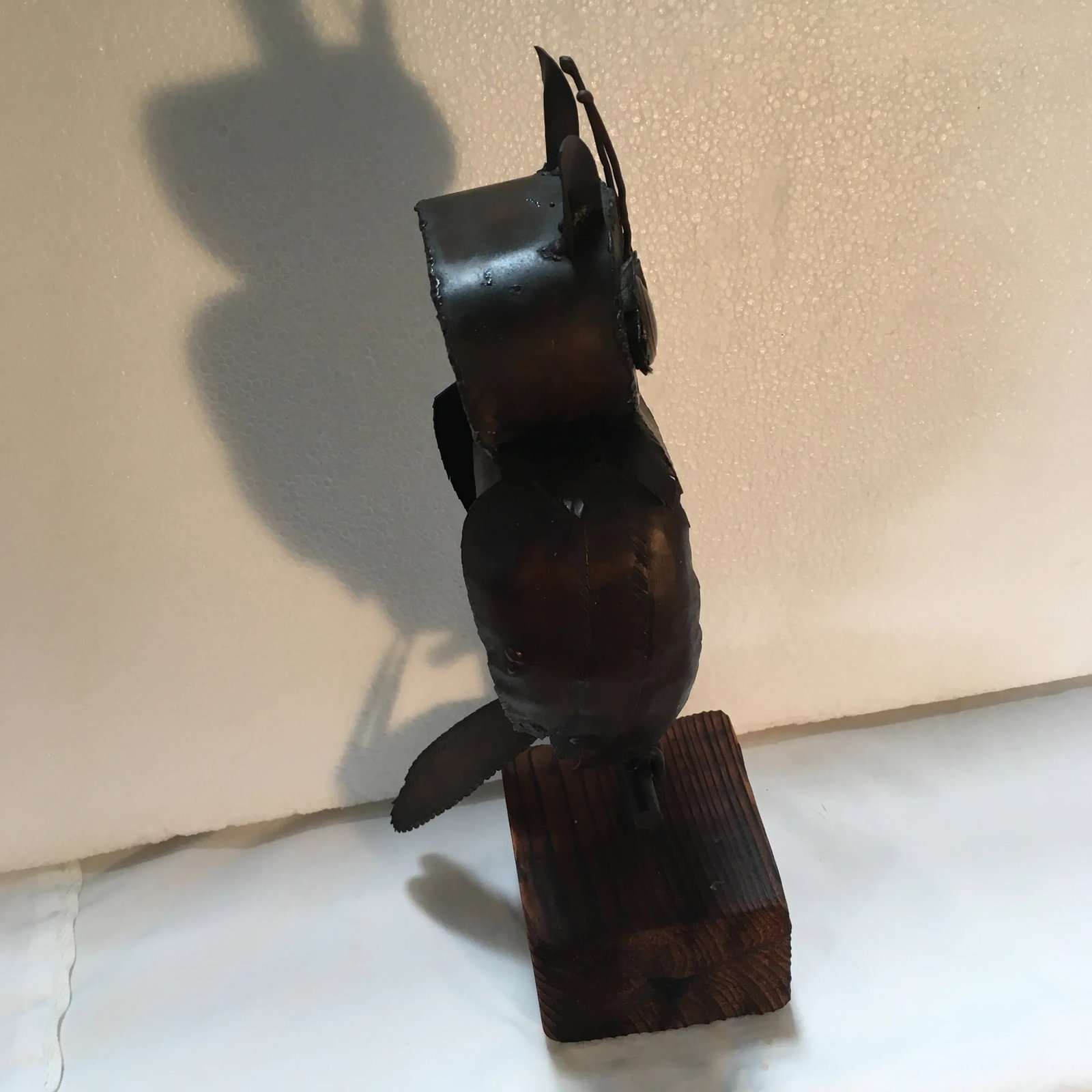 1960s Brutalist Goolgly Eyed Owl Sculpture - 9