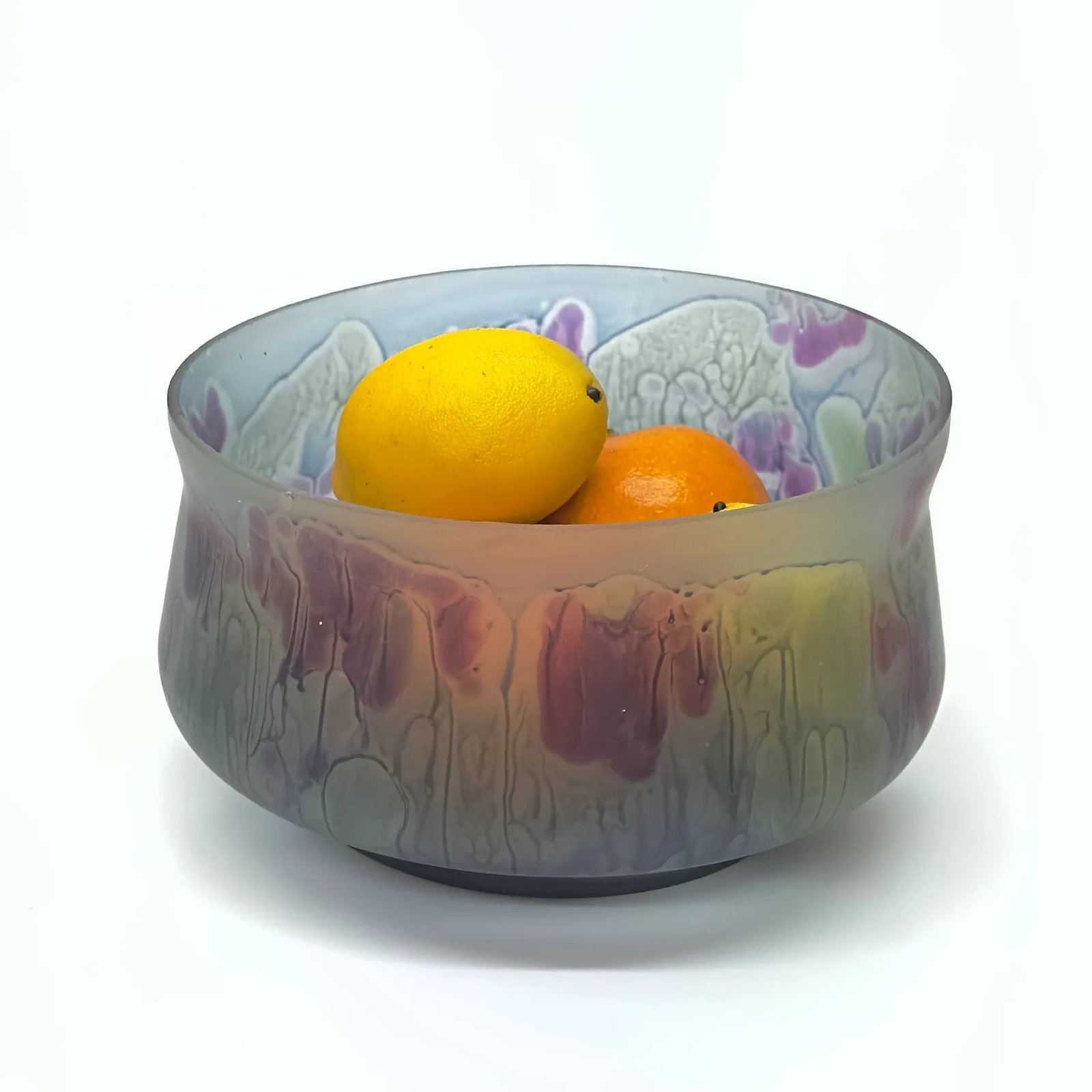 Exquisite Frosted Artisan Glass Presentation Bowl - 2